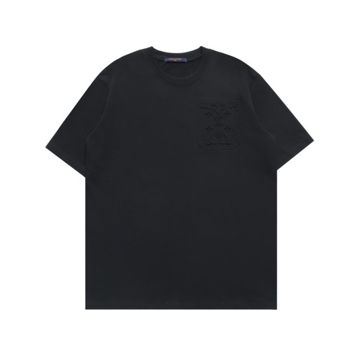 Louis Vuitton Embossed Logo Tee - Premium Cotton, Short Sleeve, Casual Fit 1 Louis Vuitton Embossed Logo Tee – Premium Replica, Couple Style, Black/White