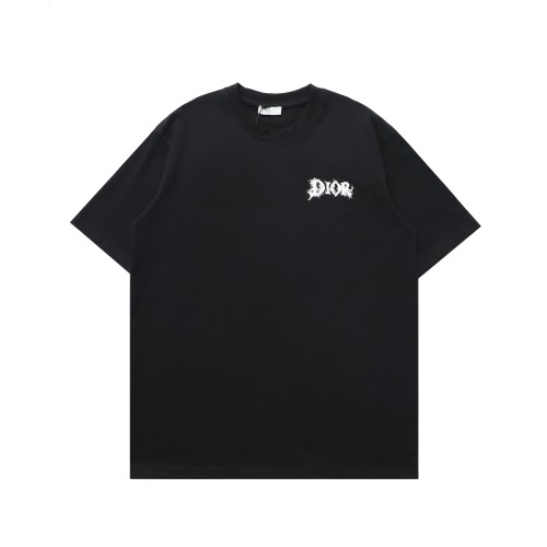 Dior Casual Short Sleeve T-Shirt with Front and Back Logo Print 1 Dior Casual Round Neck Short Sleeve T-Shirt with Front and Back Logo Print