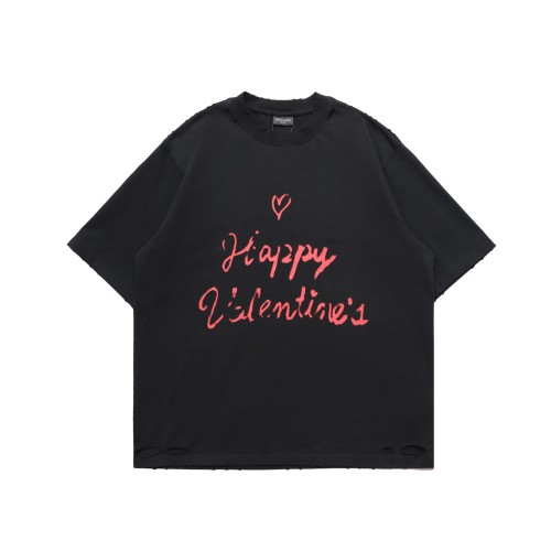 Balenciaga Distressed Hand-Painted Black/White Tee - Heavyweight Cotton 1 Balenciaga Distressed Hand-Painted Logo T-Shirt – Premium Cotton Tee