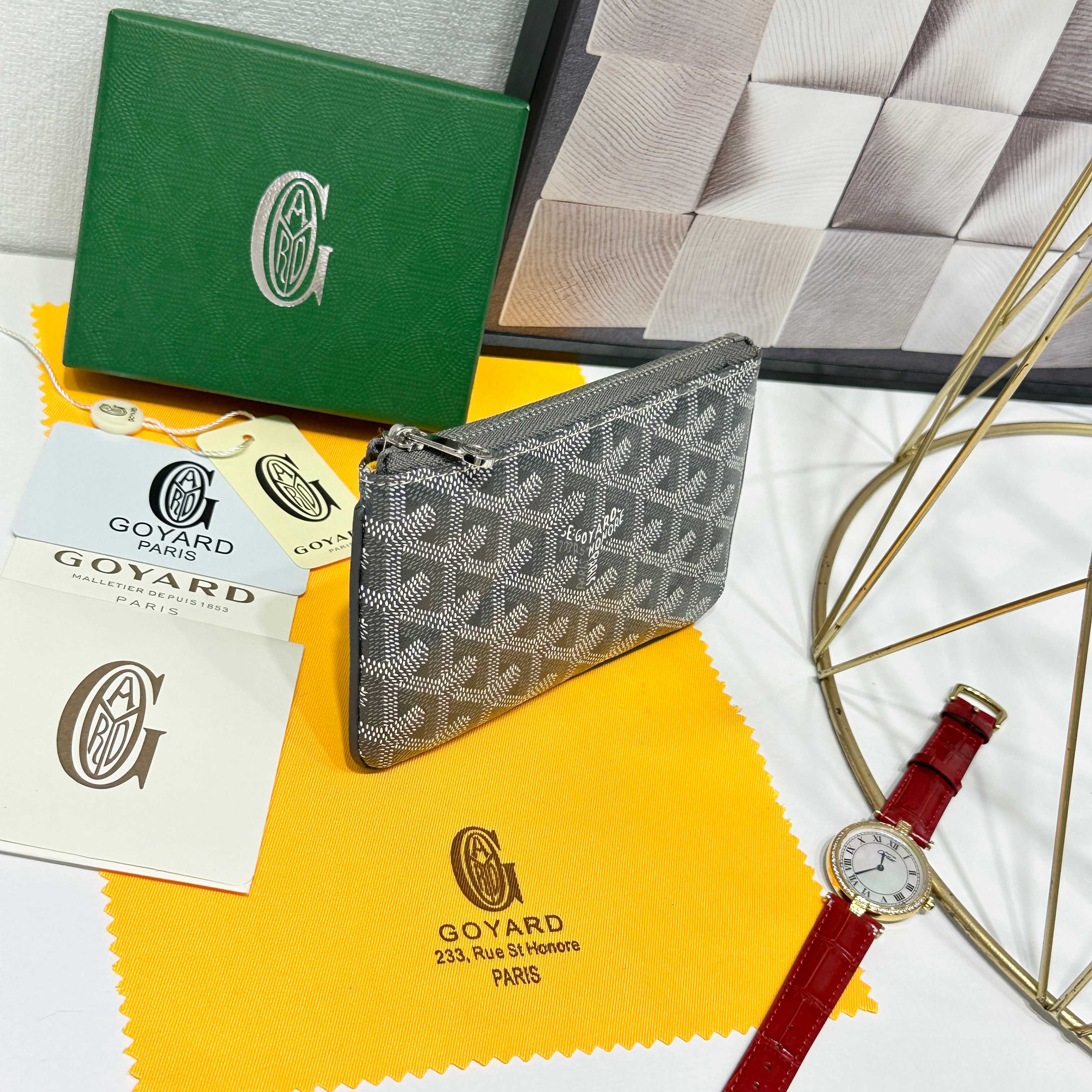 665 Goya Sénat Mini Handbags: Versatile Zero Wallets and Card Clips in Grey - 图片 3