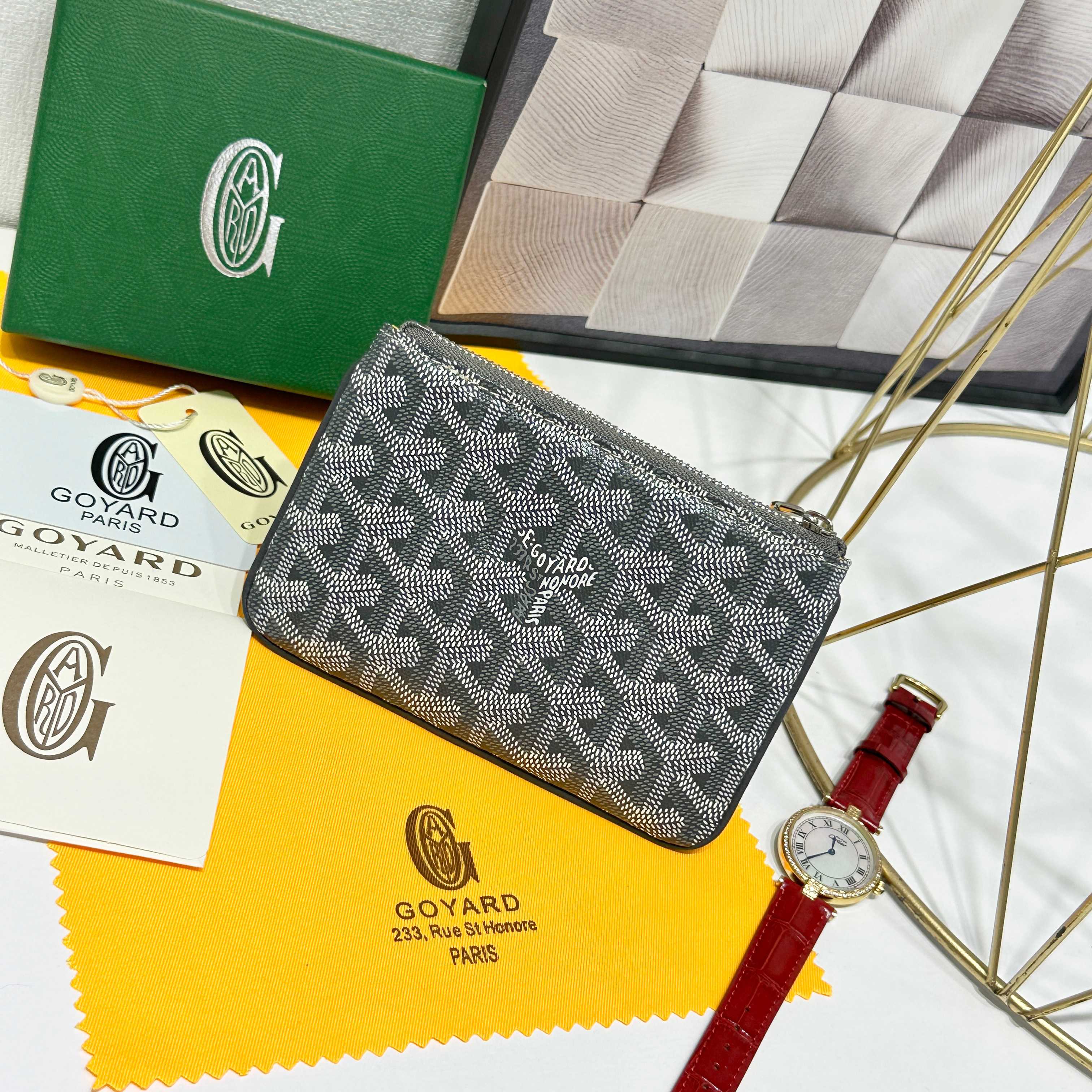 665 Goya Sénat Mini Handbags: Versatile Zero Wallets and Card Clips in Grey - 图片 2