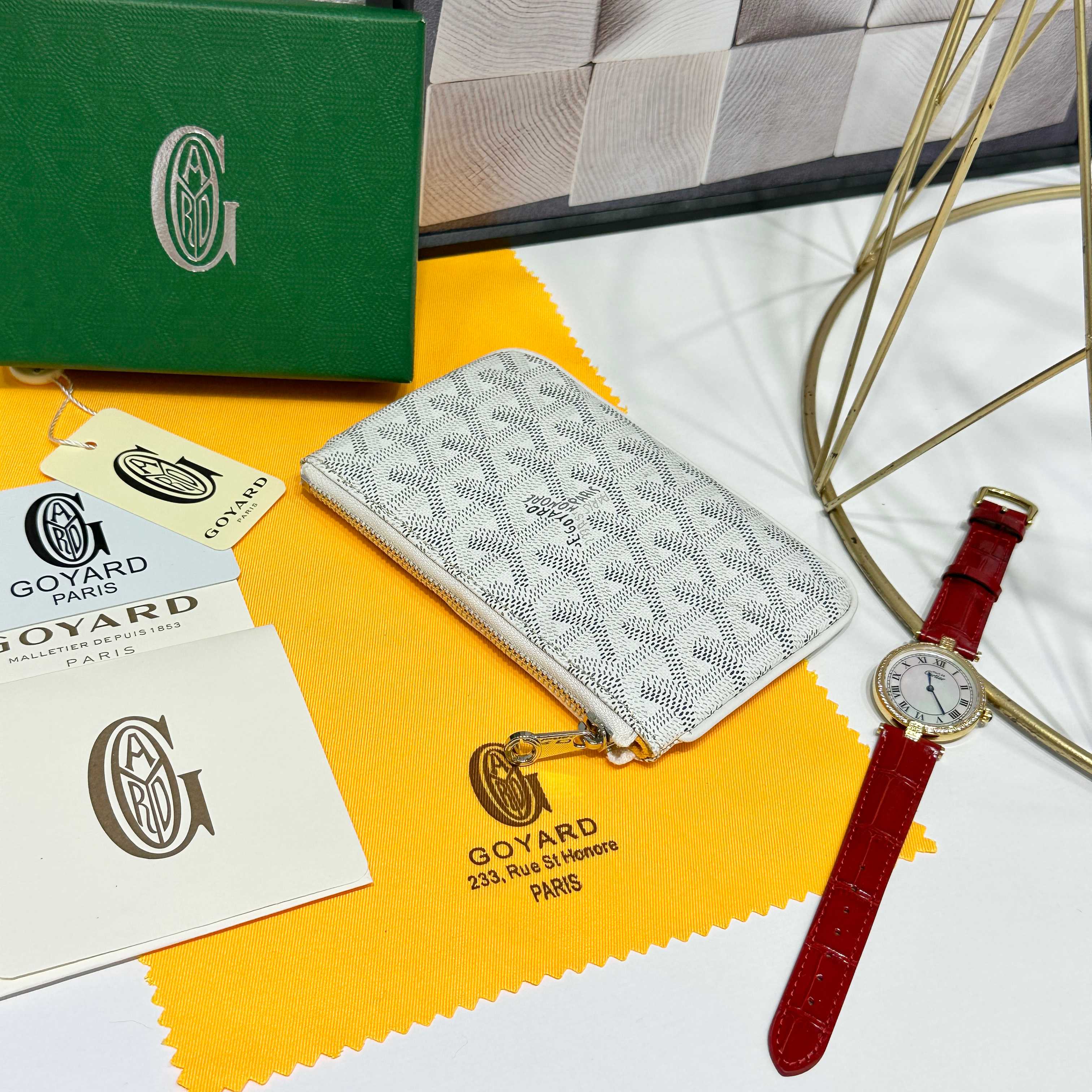 “665 Goya Sénat Mini Handbag: White, Multi-functional Zero Wallet and Card Clip” - 图片 5