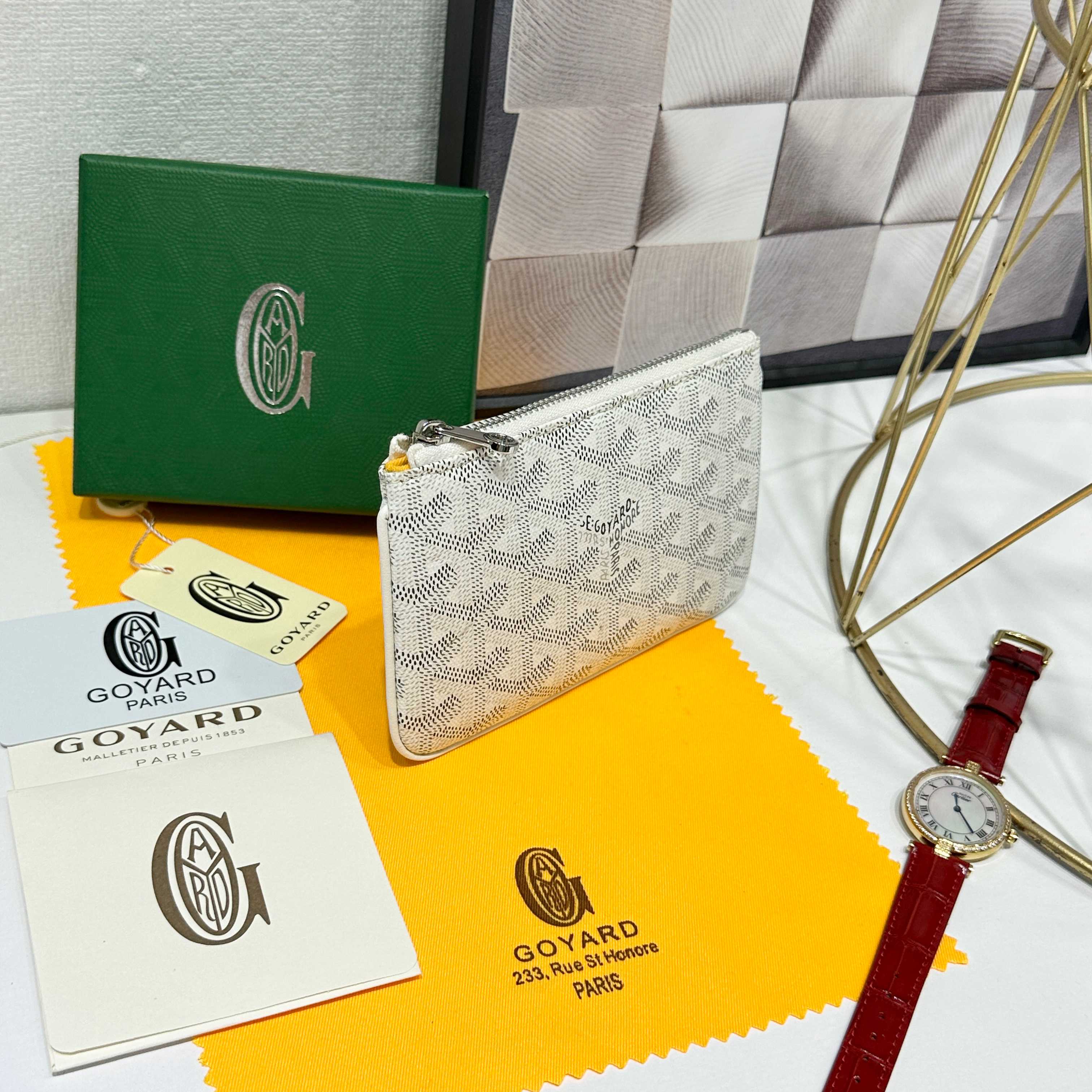 “665 Goya Sénat Mini Handbag: White, Multi-functional Zero Wallet and Card Clip” - 图片 3
