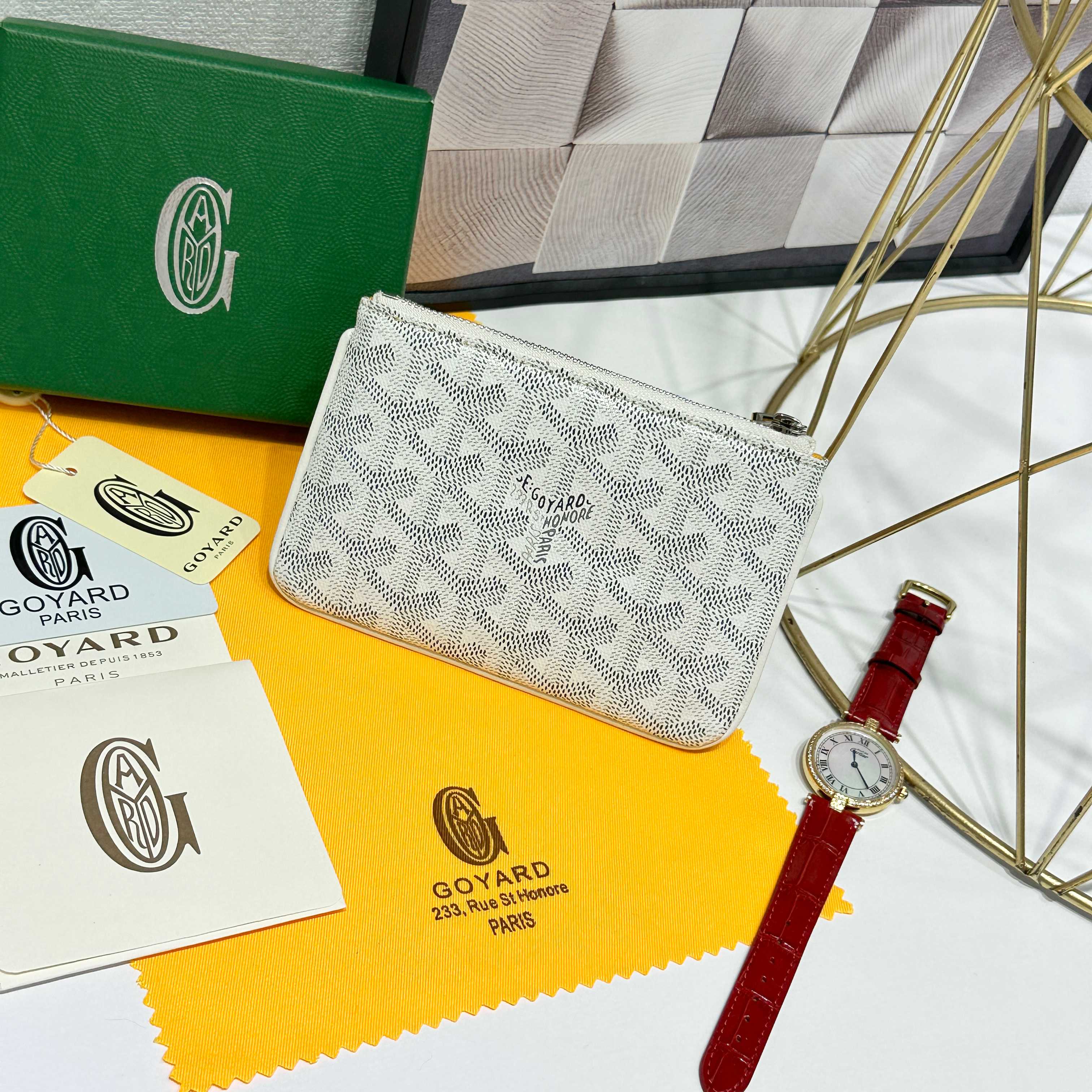 “665 Goya Sénat Mini Handbag: White, Multi-functional Zero Wallet and Card Clip” - 图片 2