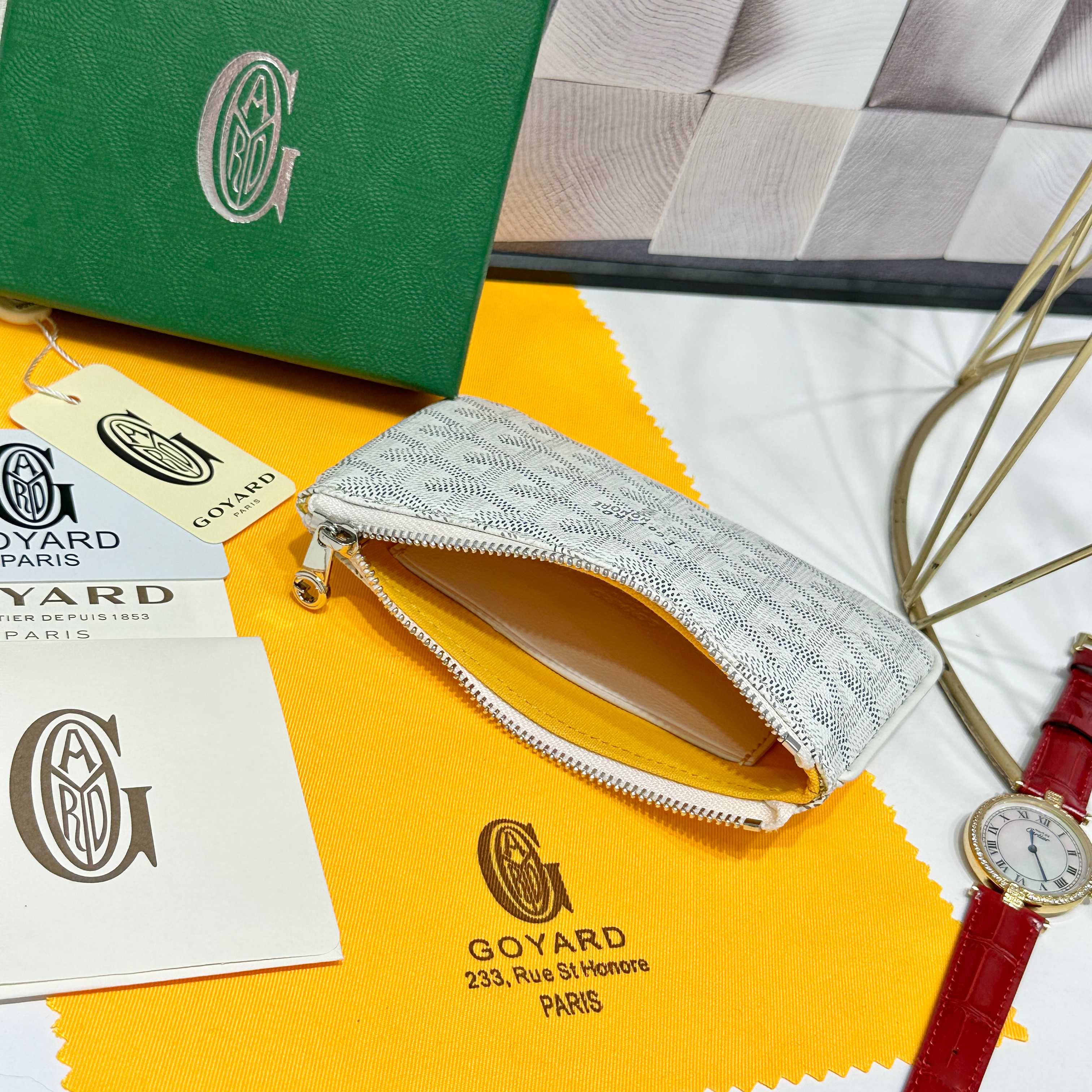 “665 Goya Sénat Mini Handbag: White, Multi-functional Zero Wallet and Card Clip” - 图片 6