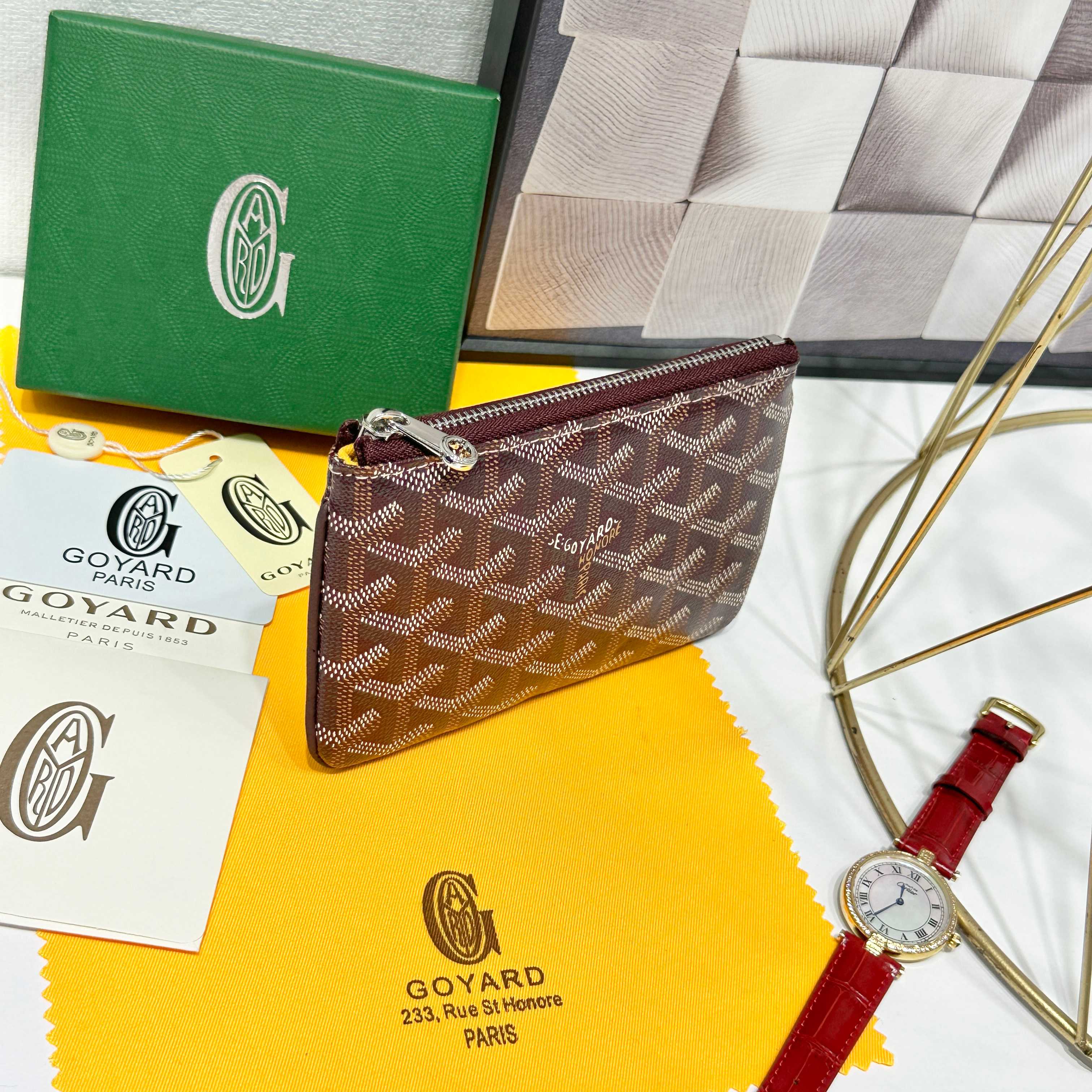 665 Goya Sénat Mini Handbags: Versatile Wallets and Card Clips in Wine Red - 图片 3