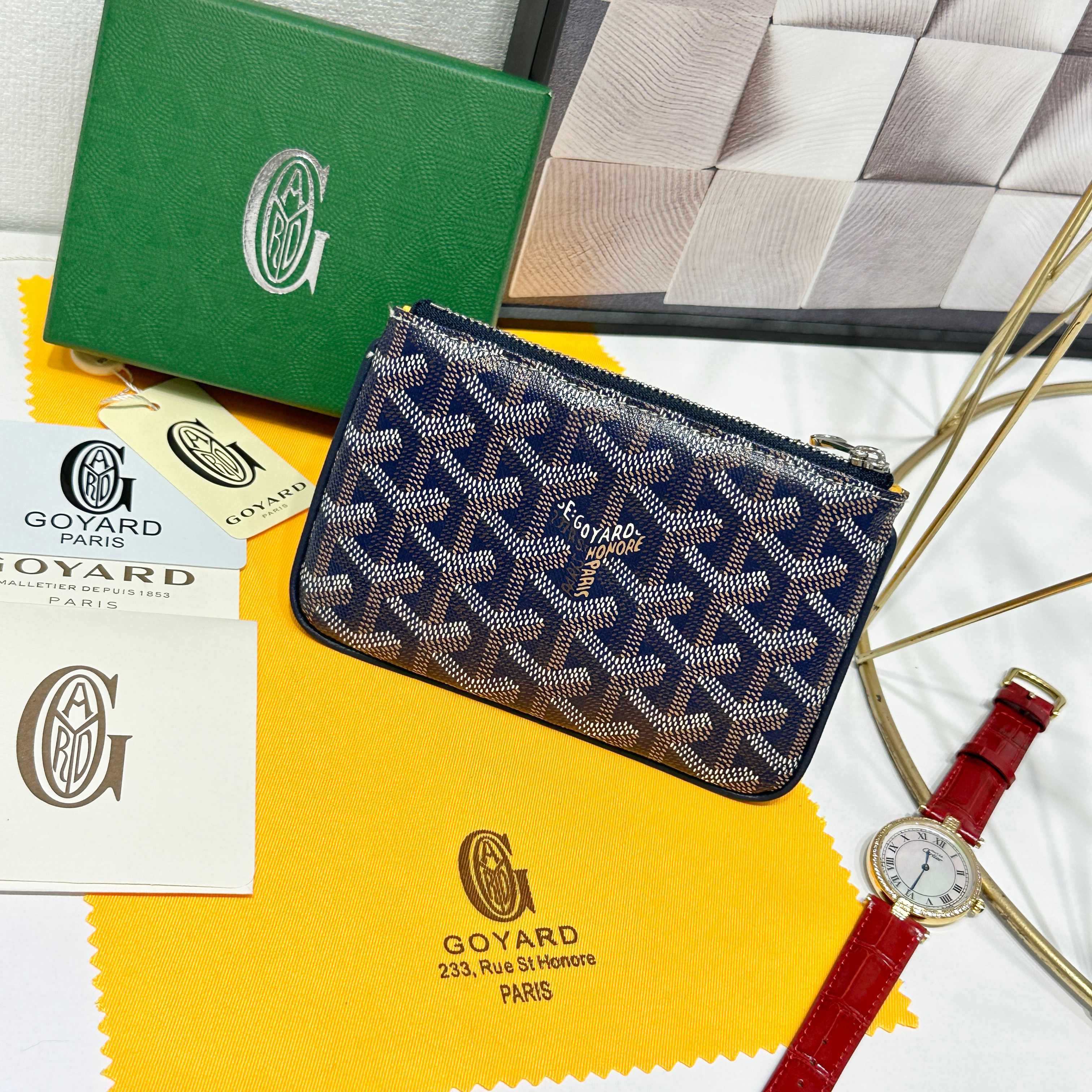 Goya Sénat Mini Handbag: Versatile Wallet and Card Clip in Dark Blue. - 图片 2