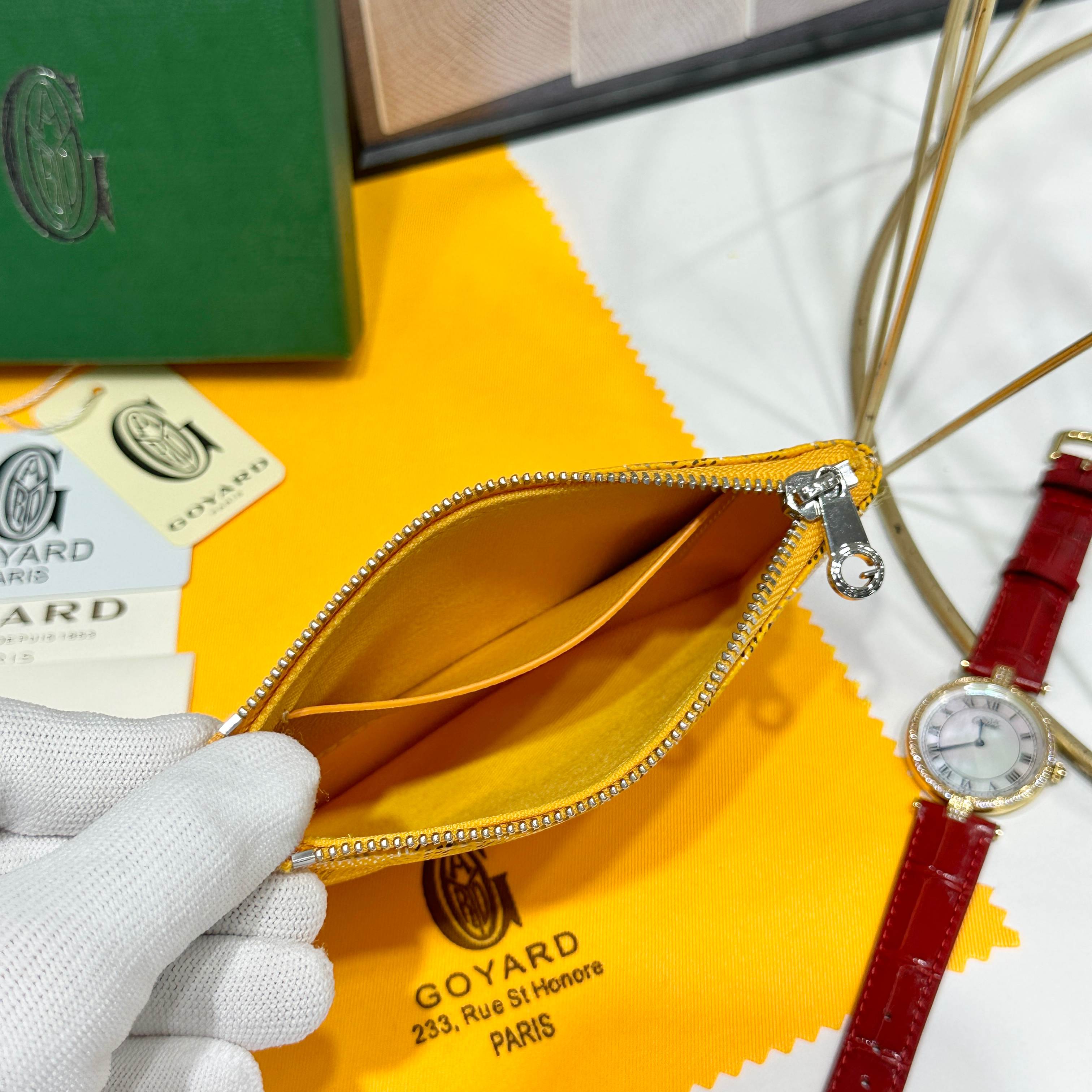 Goya Sénat Mini Handbag: Yellow, Zippered, Multi-functional Wallet and Card Clip - 图片 4