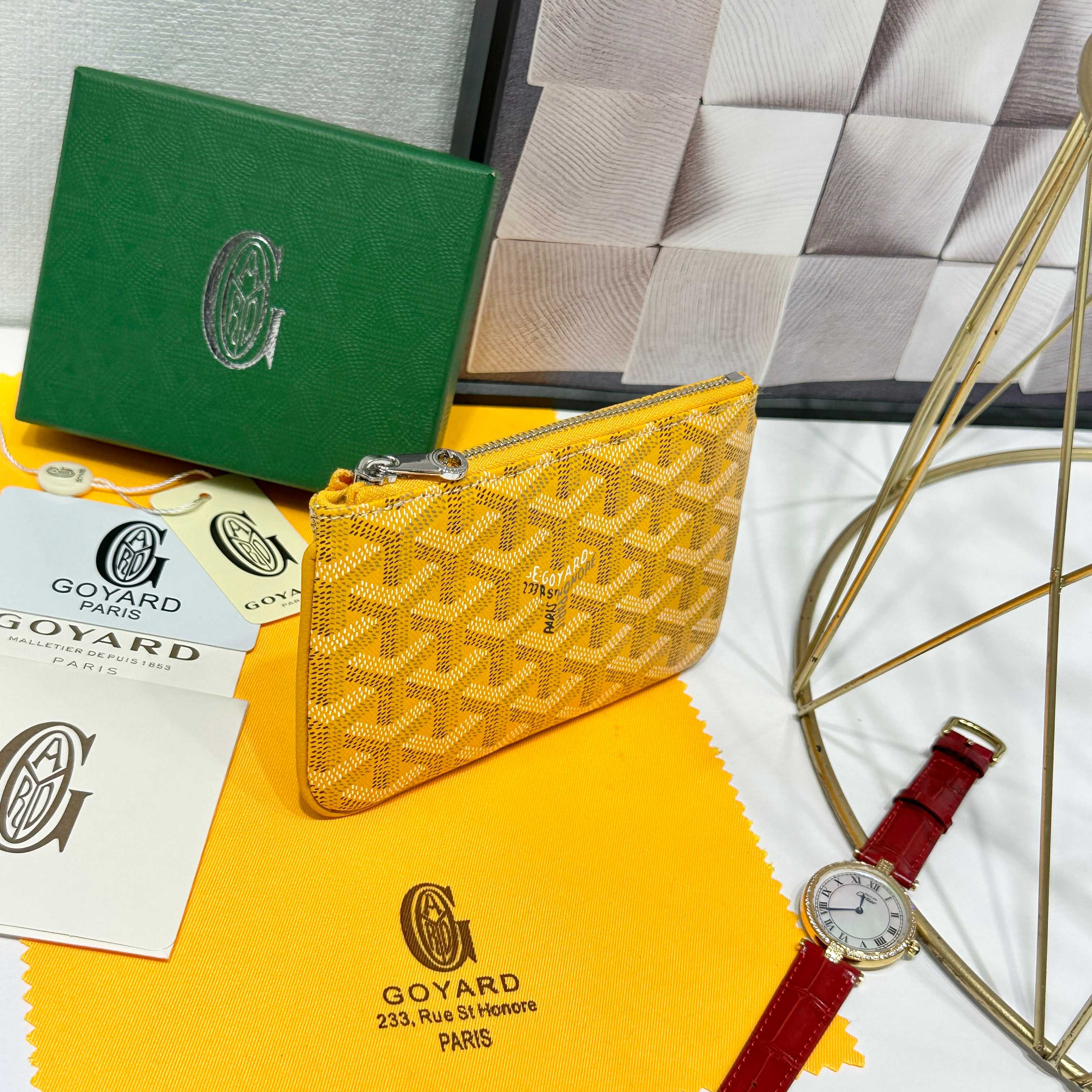 Goya Sénat Mini Handbag: Yellow, Zippered, Multi-functional Wallet and Card Clip - 图片 3