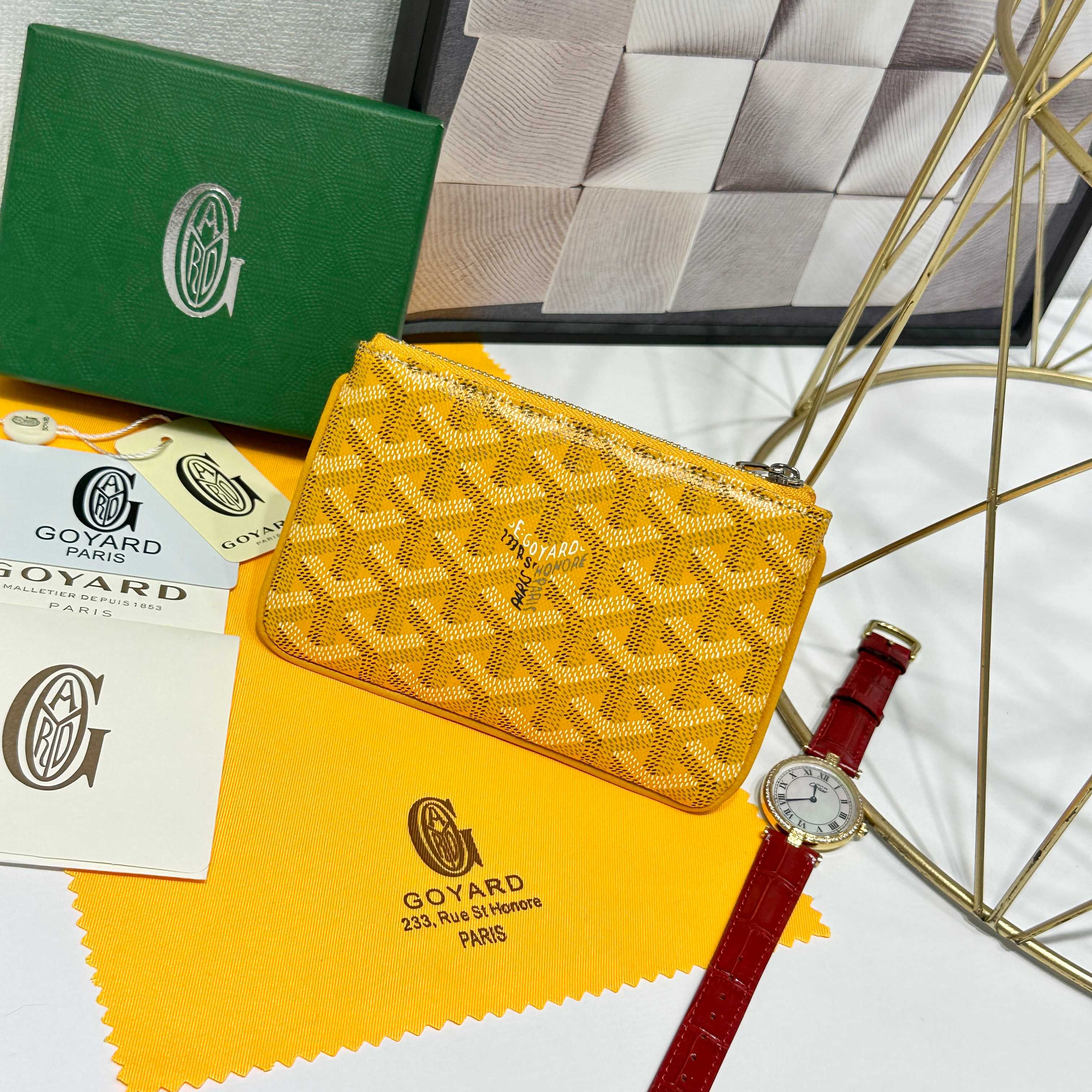 Goya Sénat Mini Handbag: Yellow, Zippered, Multi-functional Wallet and Card Clip - 图片 2