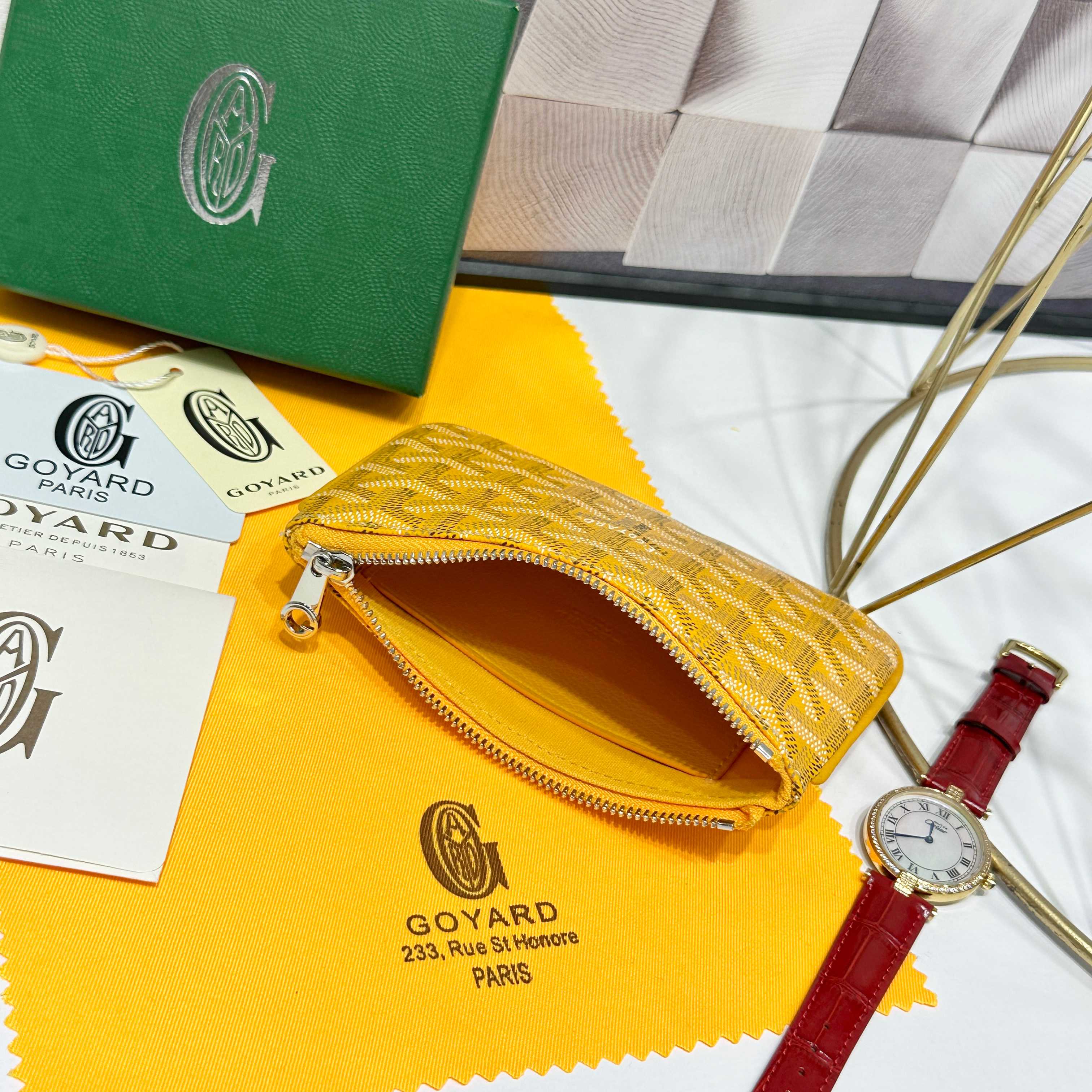 Goya Sénat Mini Handbag: Yellow, Zippered, Multi-functional Wallet and Card Clip - 图片 6