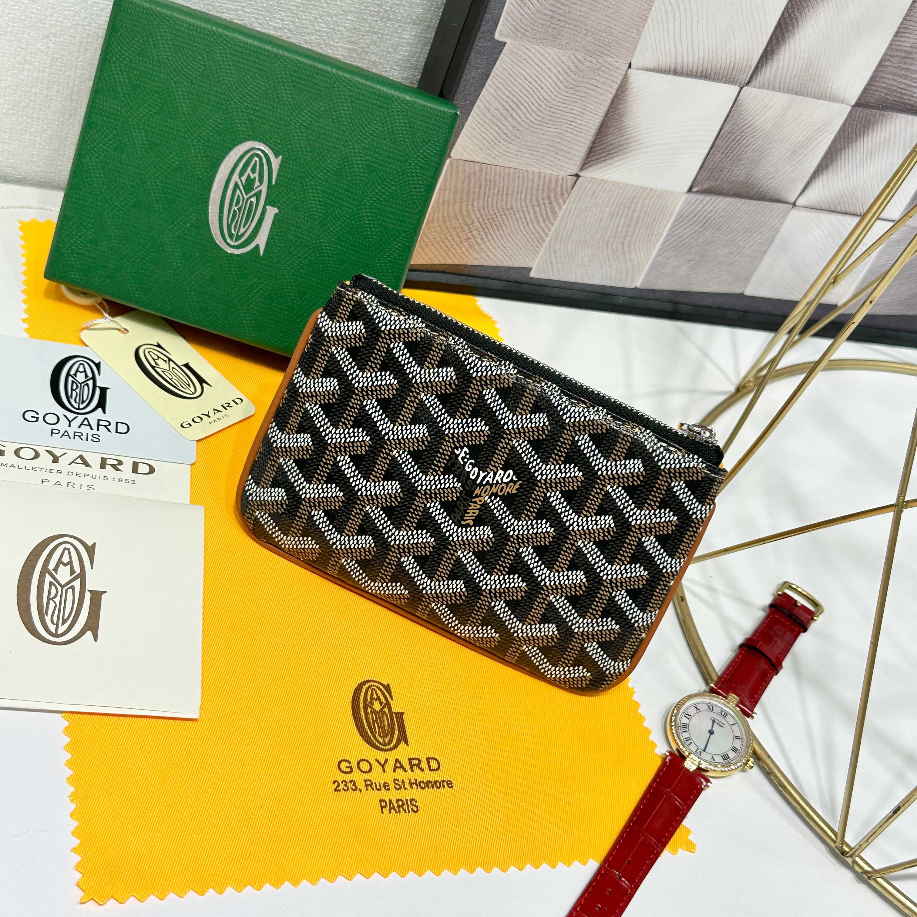 665 Goya Sénat Mini Handbags: Versatile Zero Wallets and Card Clips in Black/Brown - 图片 2