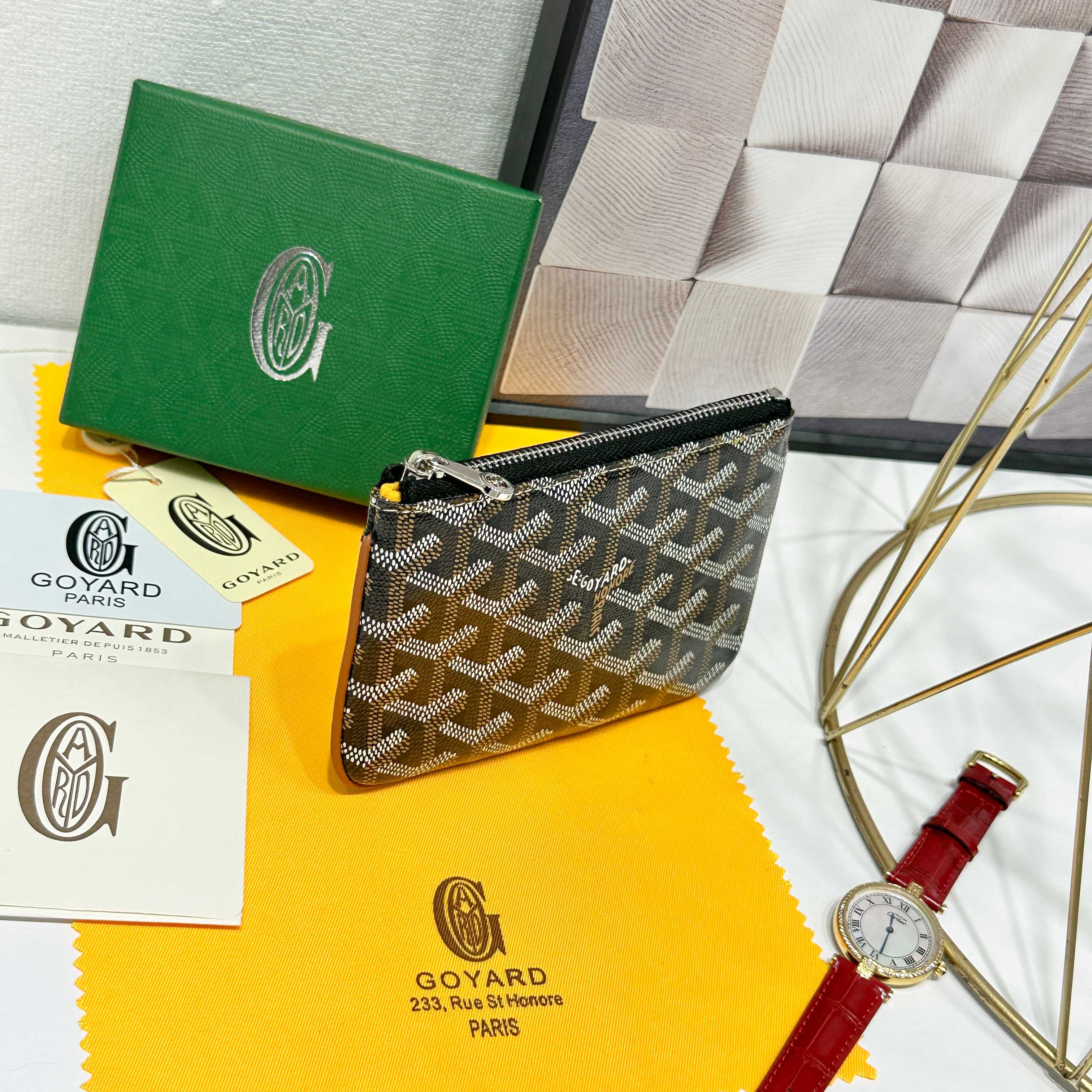 665 Goya Sénat Mini Handbags: Versatile Zero Wallets and Card Clips in Black/Brown - 图片 3