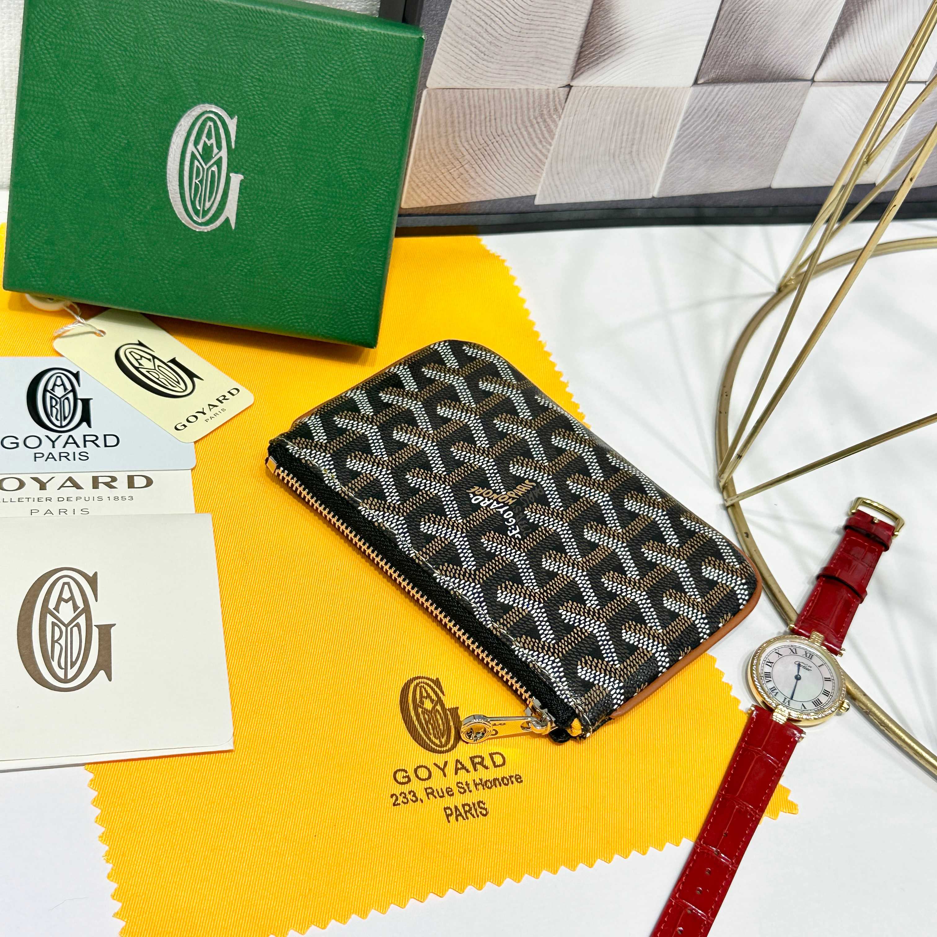 665 Goya Sénat Mini Handbags: Versatile Zero Wallets and Card Clips in Black/Brown - 图片 5