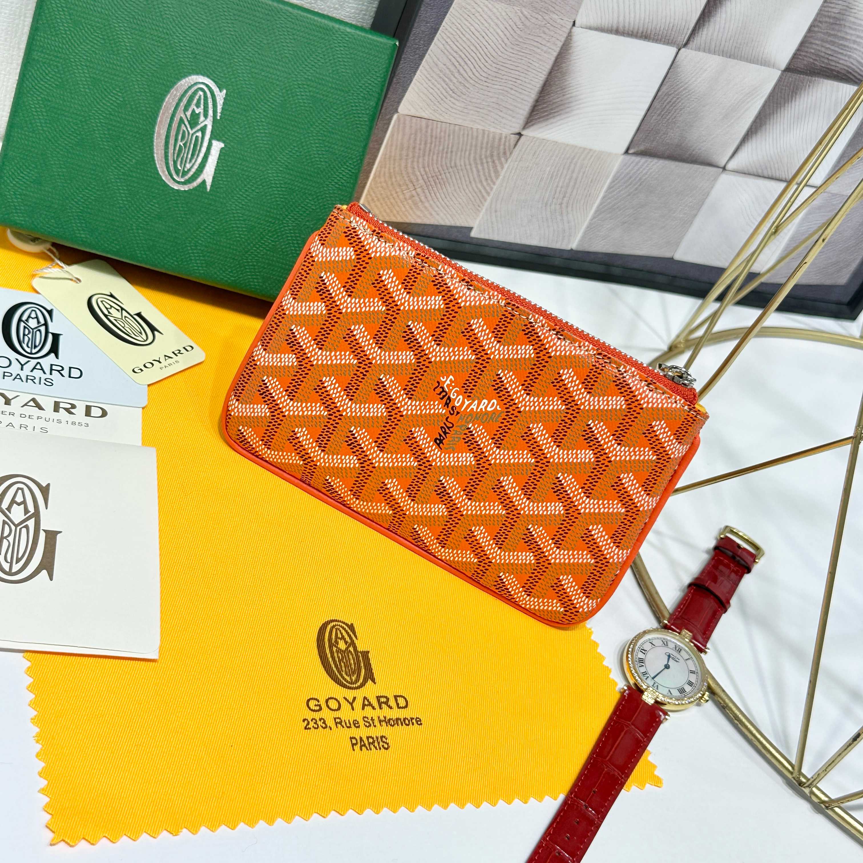 665 Goya Sénat Mini Handbags: Versatile Zero Wallets and Card Clips in Orange - 图片 2