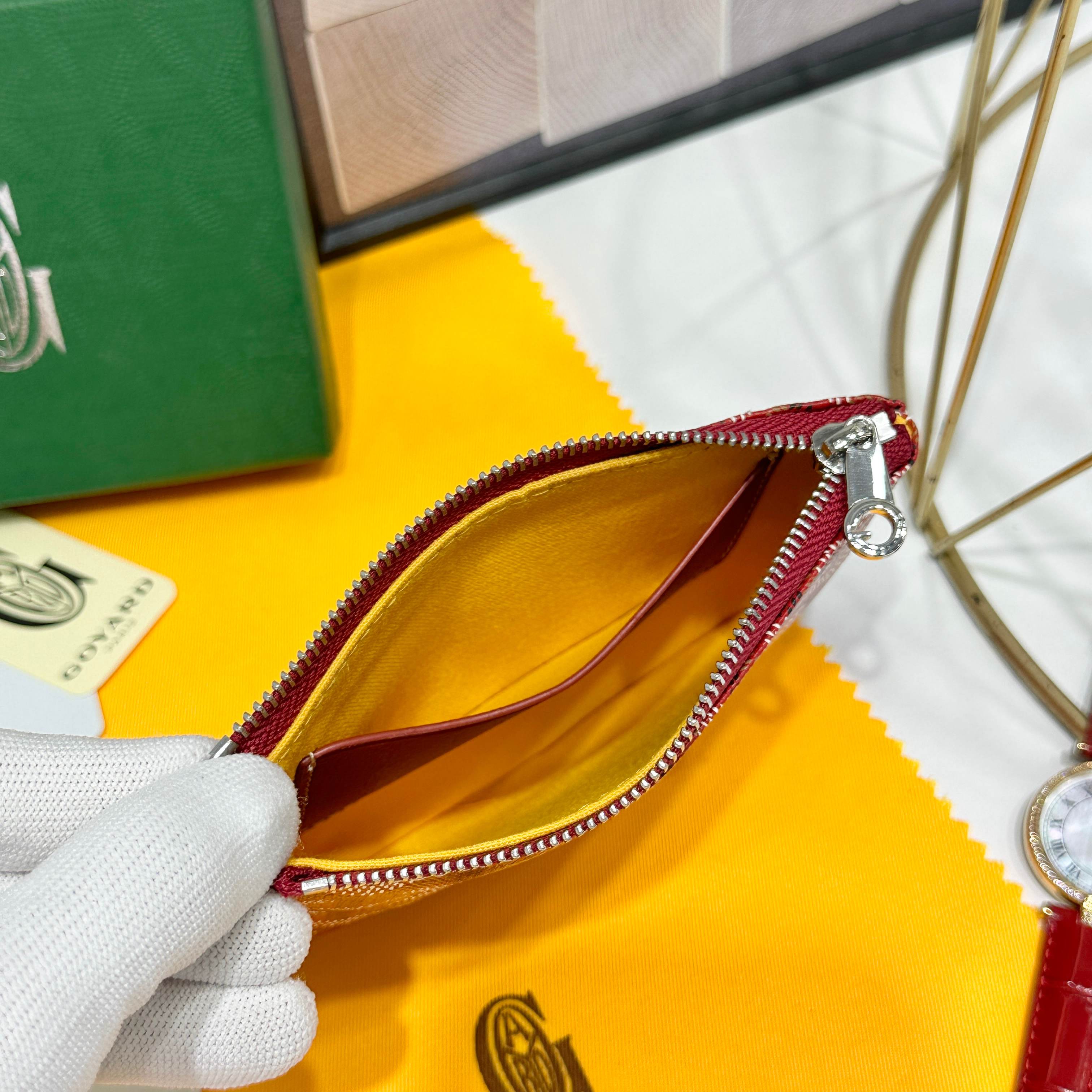 Mini Goya Sénat Handbag: Red, Zippered, Multi-functional Wallet and Card Clip - 图片 4