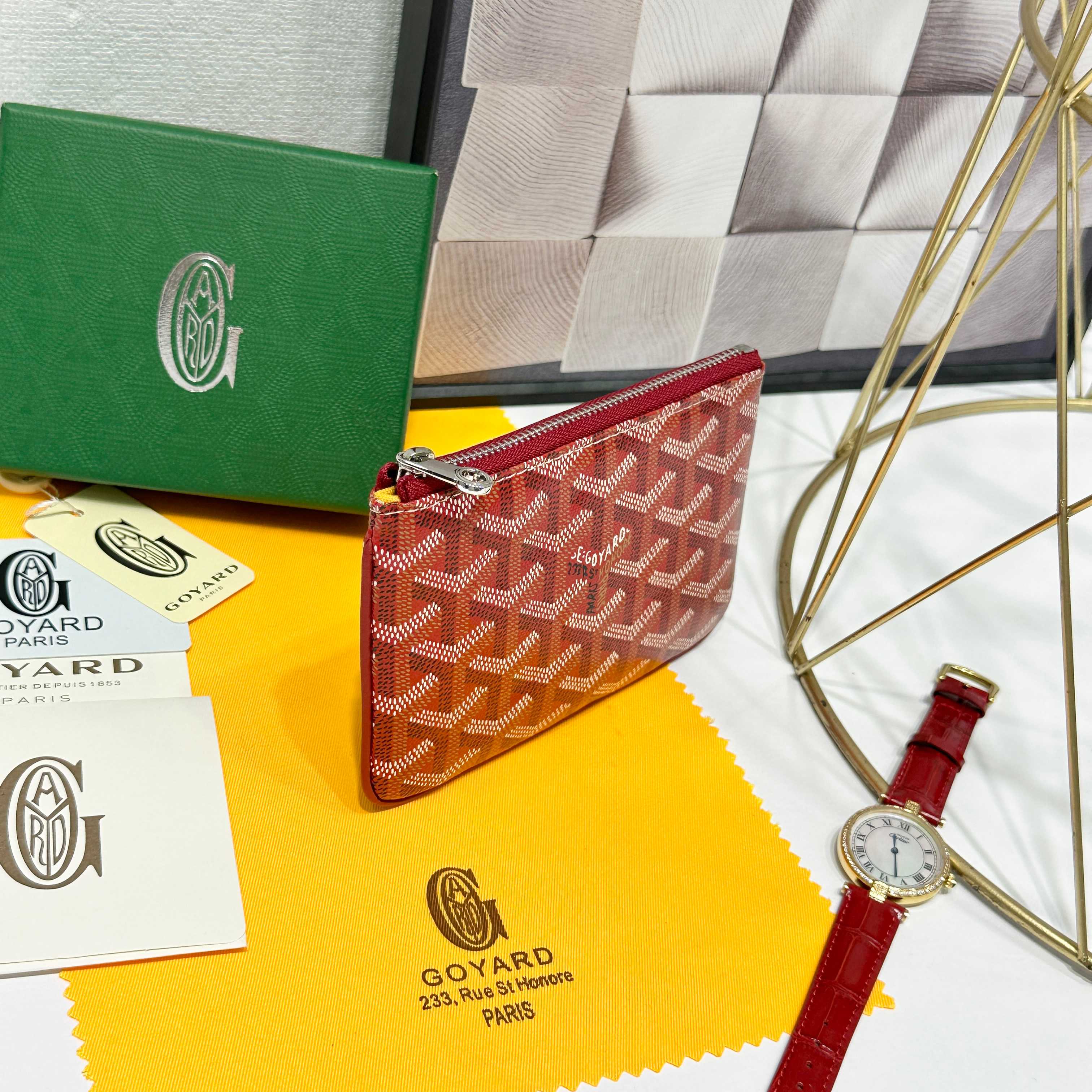 Mini Goya Sénat Handbag: Red, Zippered, Multi-functional Wallet and Card Clip - 图片 3