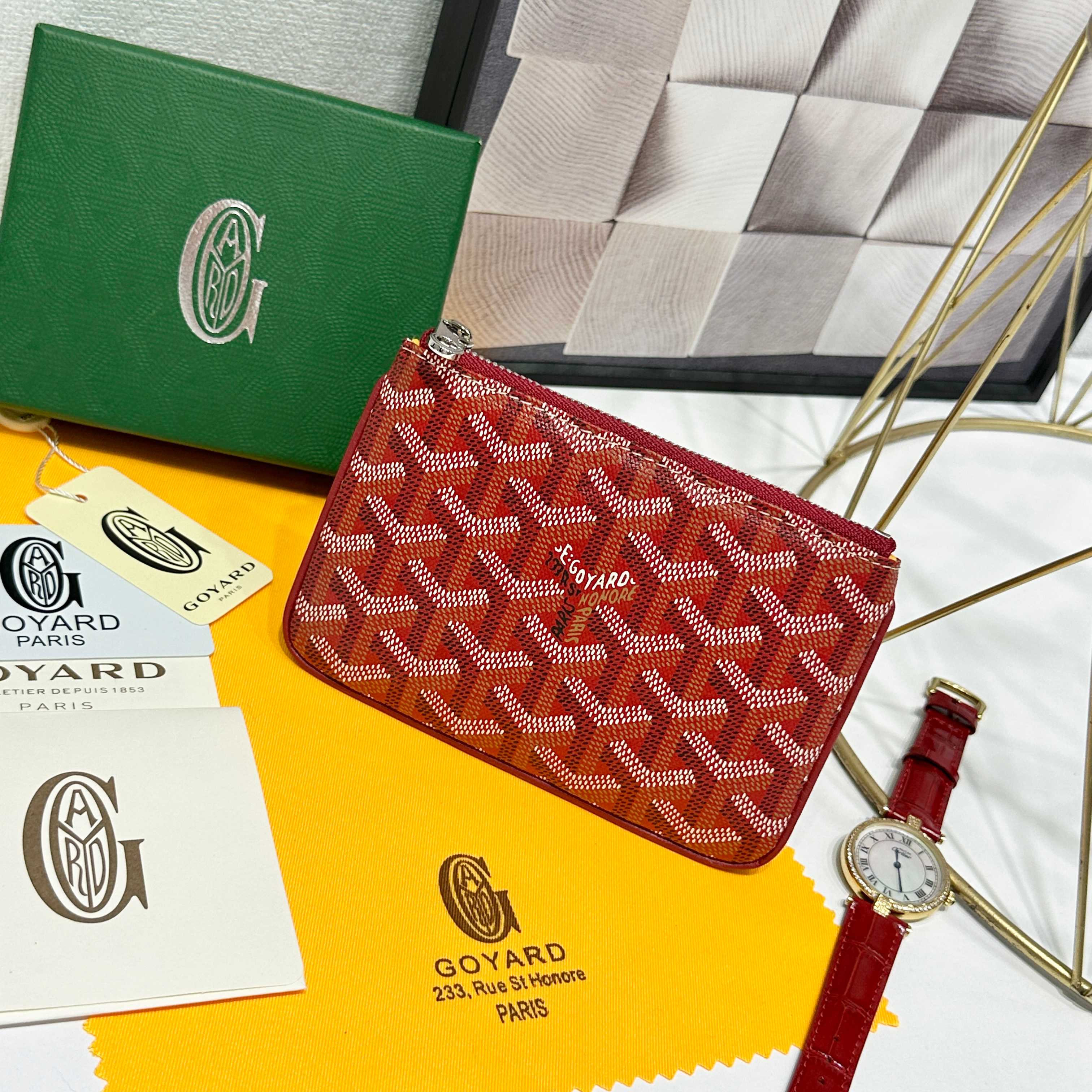 Mini Goya Sénat Handbag: Red, Zippered, Multi-functional Wallet and Card Clip