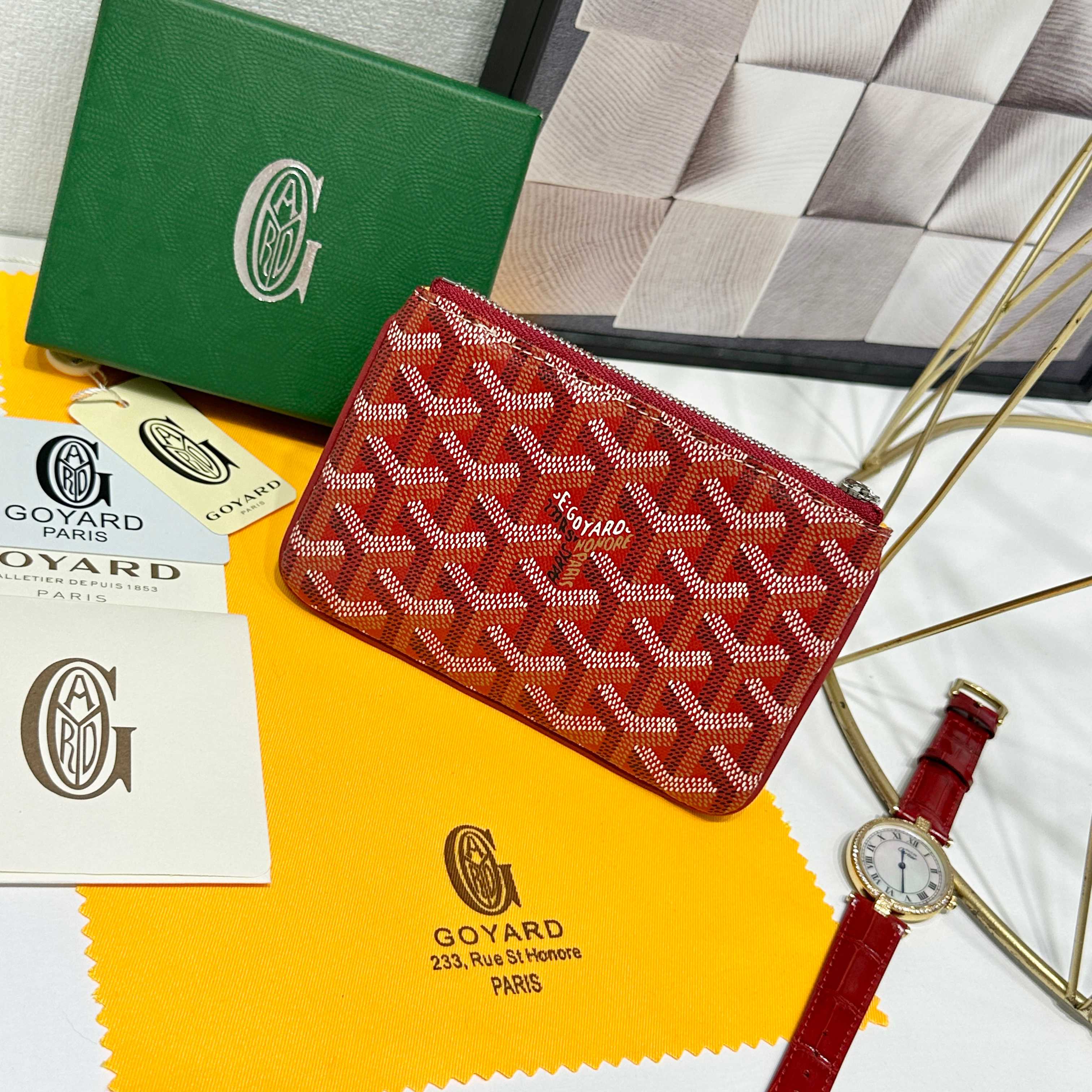 Mini Goya Sénat Handbag: Red, Zippered, Multi-functional Wallet and Card Clip - 图片 2