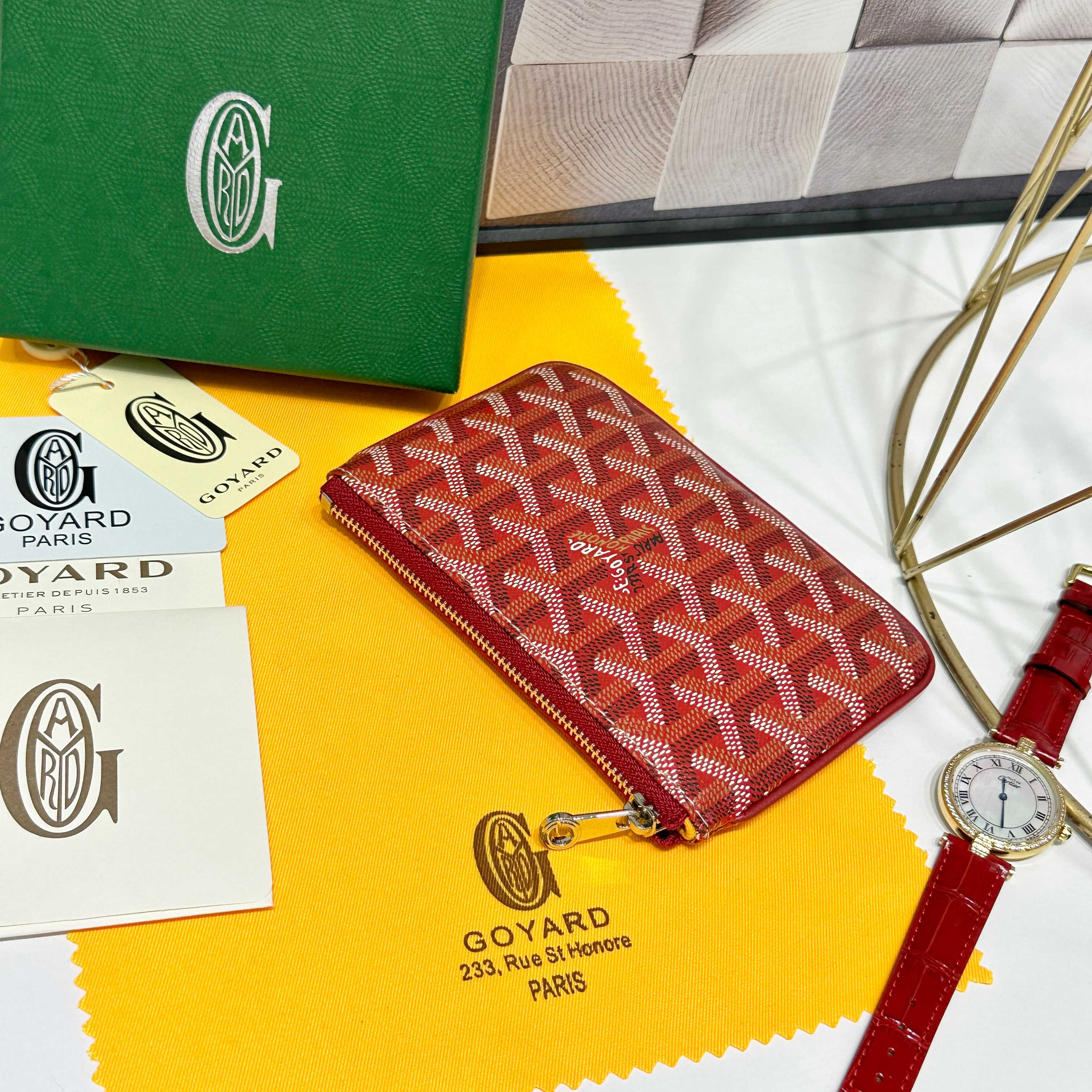 Mini Goya Sénat Handbag: Red, Zippered, Multi-functional Wallet and Card Clip - 图片 5