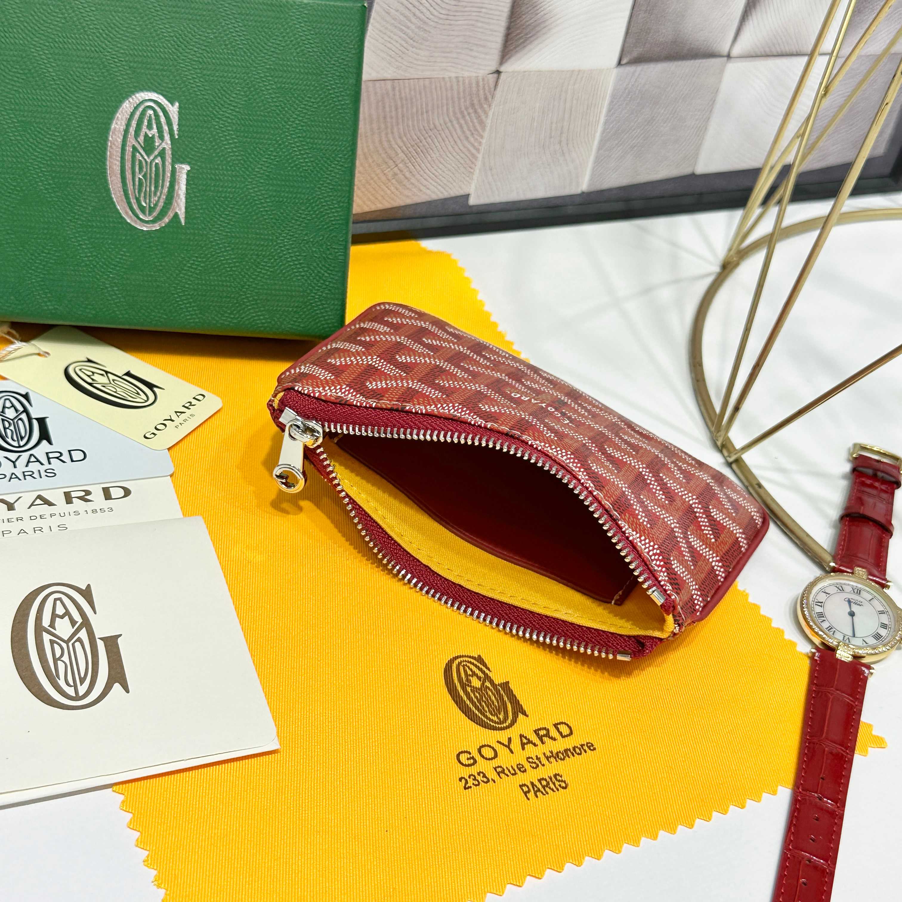 Mini Goya Sénat Handbag: Red, Zippered, Multi-functional Wallet and Card Clip - 图片 6