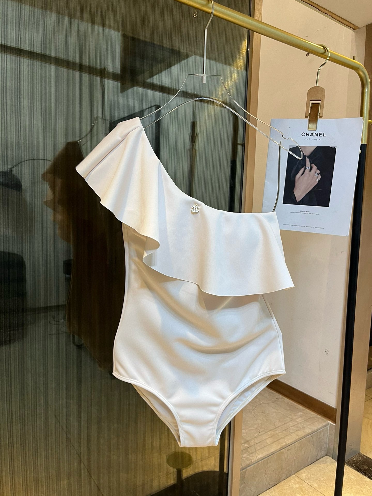 Chanel香奈儿高级定制连体泳衣女神必备神器独特风格设计高级奶白色smLX了