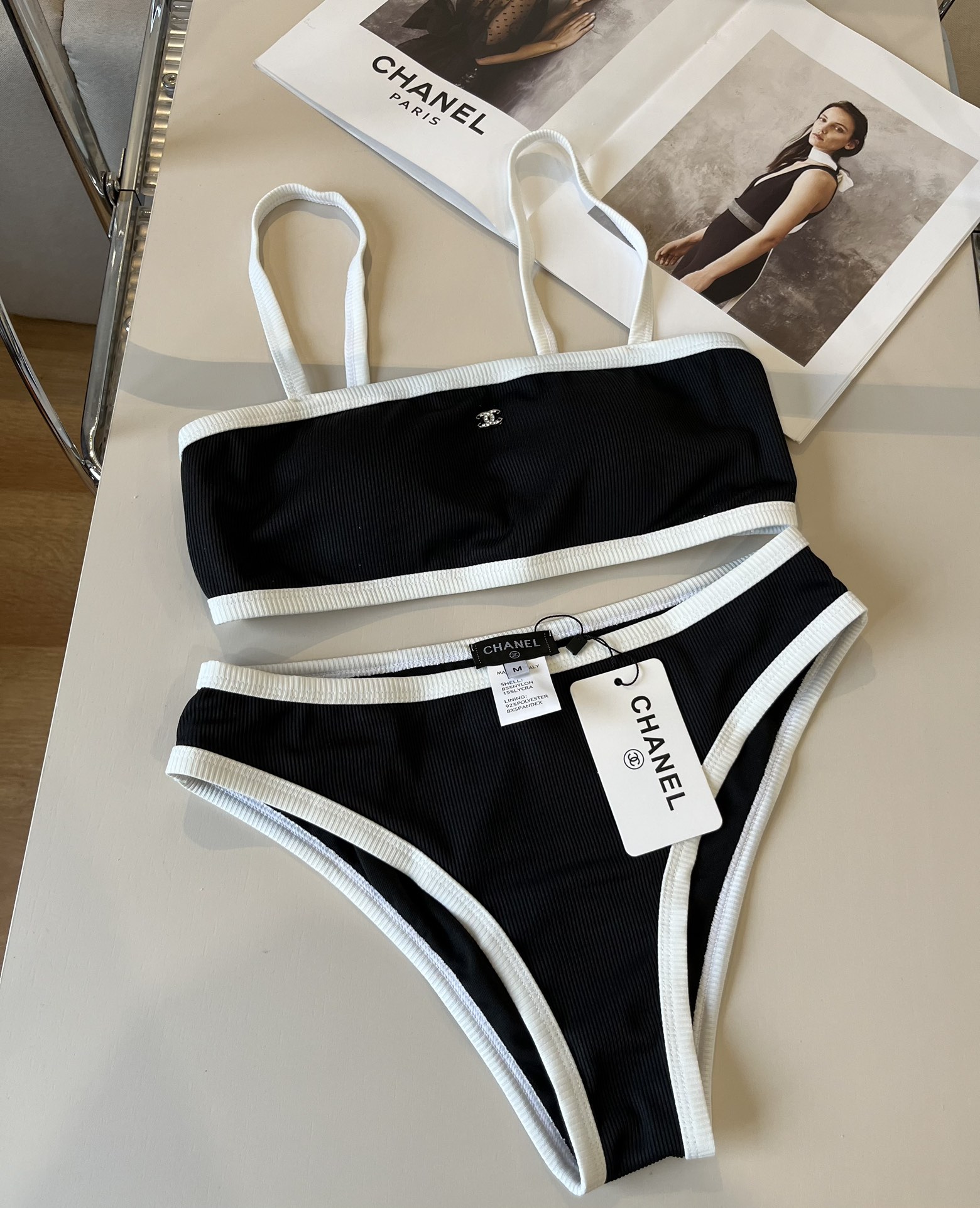 。

Chanel香奈儿中古针织比基尼👙，分体泳衣，S M L XL