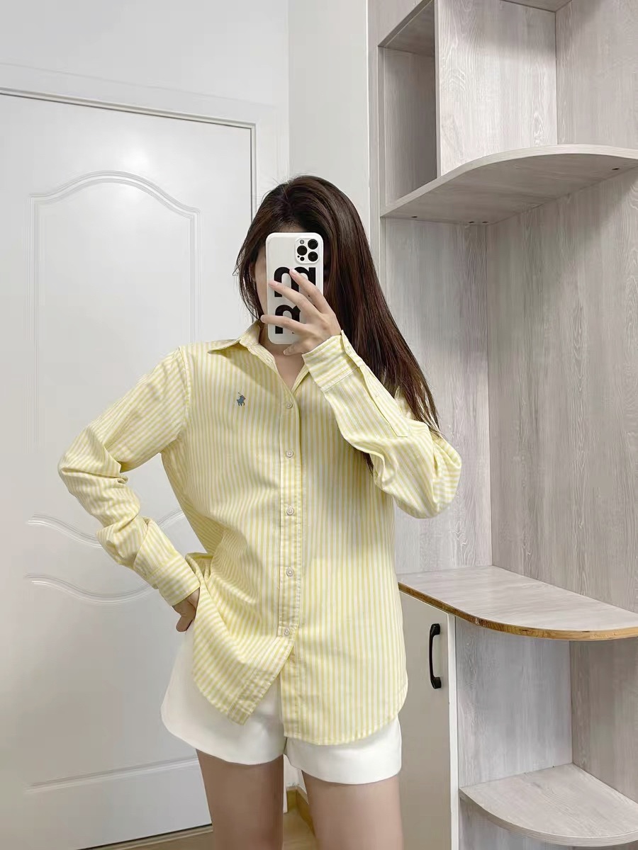 NO:333302,Ralph Lauren's Home!  Chest embroidered pony pattern lapel long sleeve striped shirt!  Two colors!  S/M/L, shipped in stock!  (M size bust 96 length 69), loro piana,shirts,alexander wang19860909Ralph Lauren家！胸口刺绣小马图案翻领长袖条纹衬衫！两色！码数S/M/L,现货发！(M码胸围96衣长69),,loro piana,shirts,alexander wang,Women's clothing