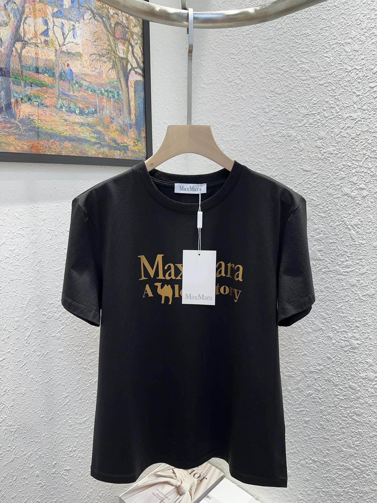NO:316152,Max Home!  Special counter model!  Gold-toned letter logo pattern printed round neck mercerated cotton short-sleeved T-shirt on the chest!  Complete three standards!  Two colors!  S/M/L, shipped in stock!  (M size bust 94 length 61), T-shirt,tees,t-shirt,alexander wang19860909Max家！专柜款！胸前烫金字母logo图案印花圆领丝光棉短袖T恤！三标齐全！两色！码数S/M/L,现货发！(M码胸围94衣长61),,T-shirt,tees，t-shirt,alexander wang,Women's clothing