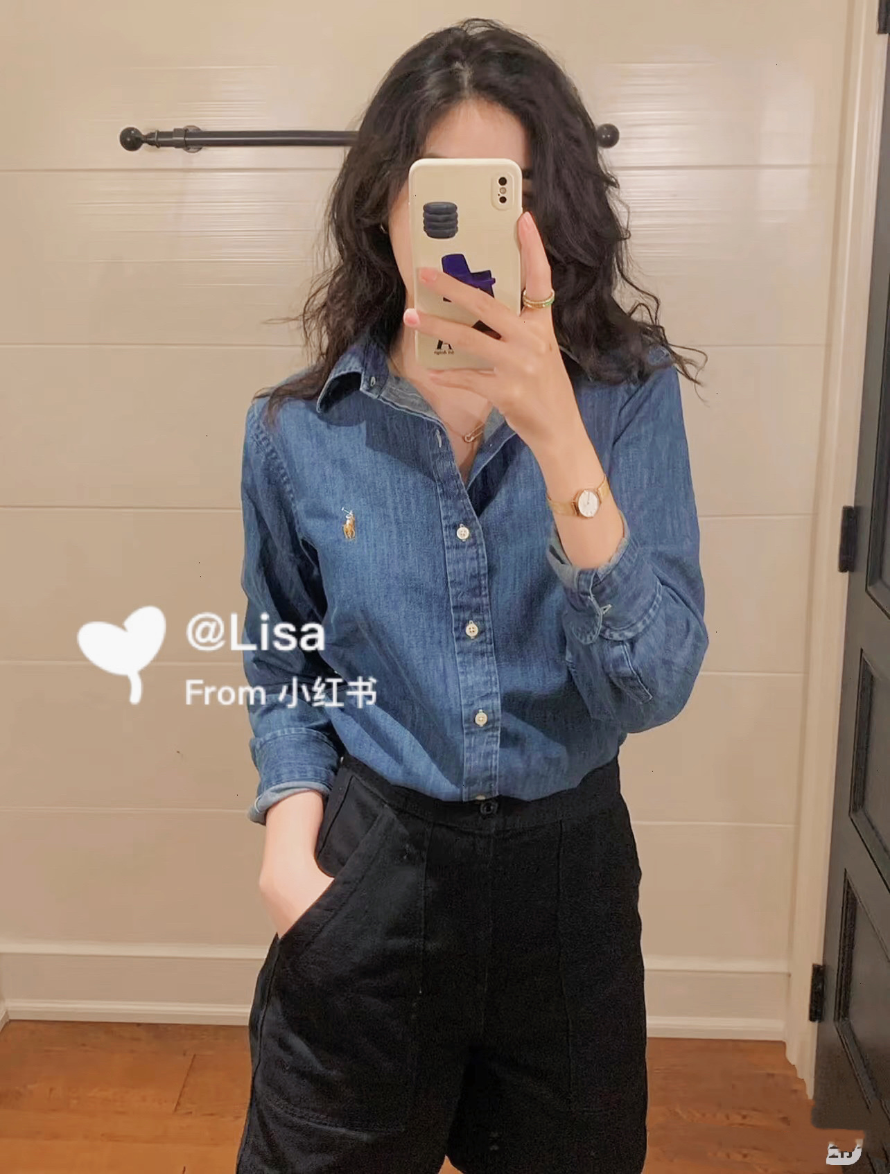 NO:738227,Ralph Lau's house!  Counter style!  Distressed denim long-sleeved shirt with colorful pony pattern lapels embroidered on the chest!  Size S/M/L, shipped from stock!  (M size bust 104, length 69),,loro piana,shirts,19860909Ralph Lau拉夫家！专柜款！胸口刺绣彩色小马图案翻领做旧牛仔长袖衬衫！码数S/M/L,现货发！(M码胸围104衣长69),,loro piana,shirts,,Women's clothing