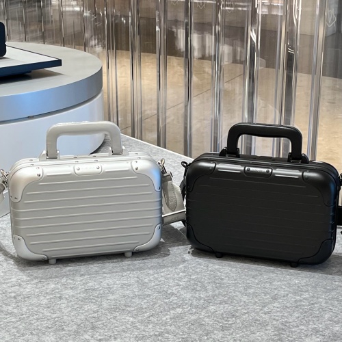 RIMOWA Original Aluminum Crossbody Bag, Mini Suitcase Design, Silver and Black 1 RIMOWA Original Aluminum Crossbody Bag, Mini Suitcase Design, Silver and Black