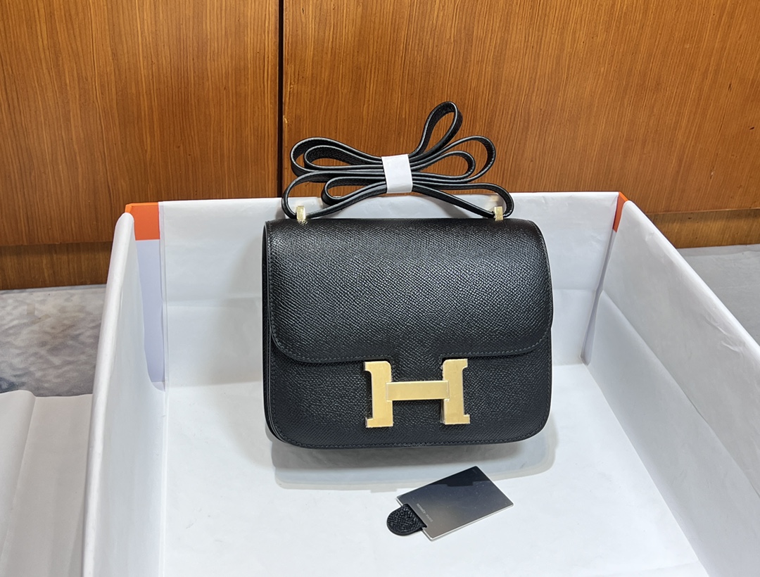 Hermès Hand-sewn [new style] Hermes/Hermes constance Kangkang 19 new style with mirror epsom leather classic cute