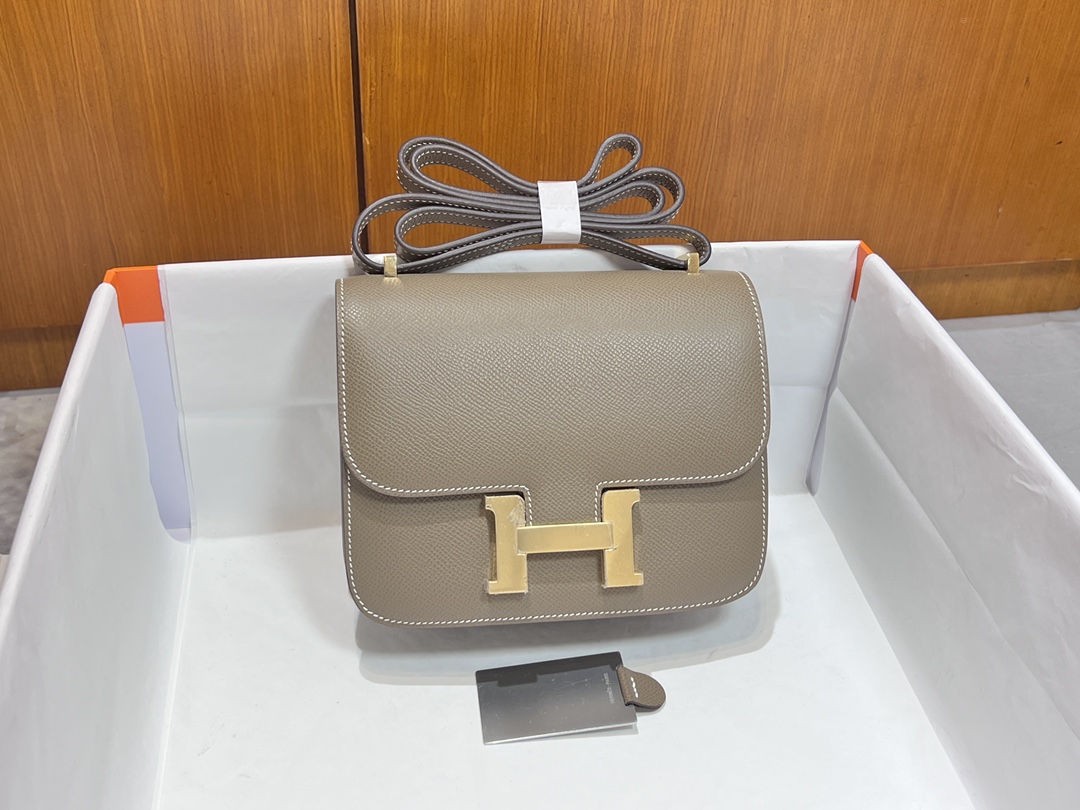 Hermès [New style] Hermes/Hermes hand-sewn crafts Constance Kangkang 19 new model with mirror epsom cowhide lambskin lining classic cute