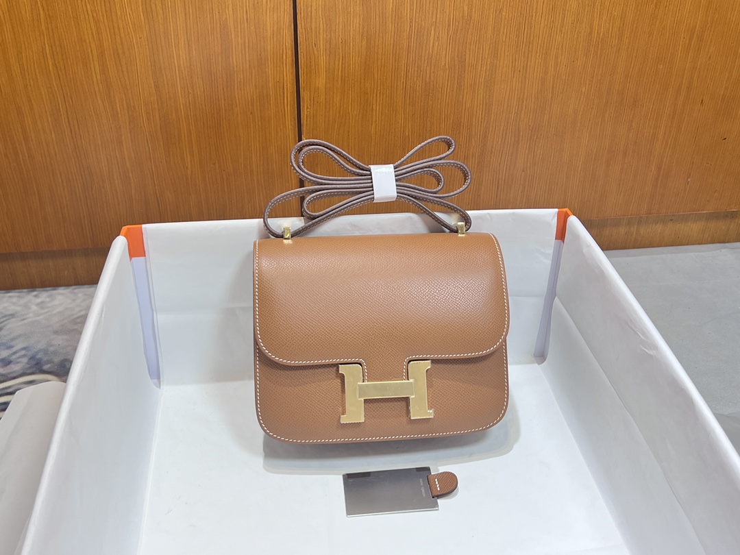 Hermès [New style] Hermes/Hermes hand-sewn crafts Constance Kangkang 19 new model with mirror epsom cowhide lambskin lining classic cute