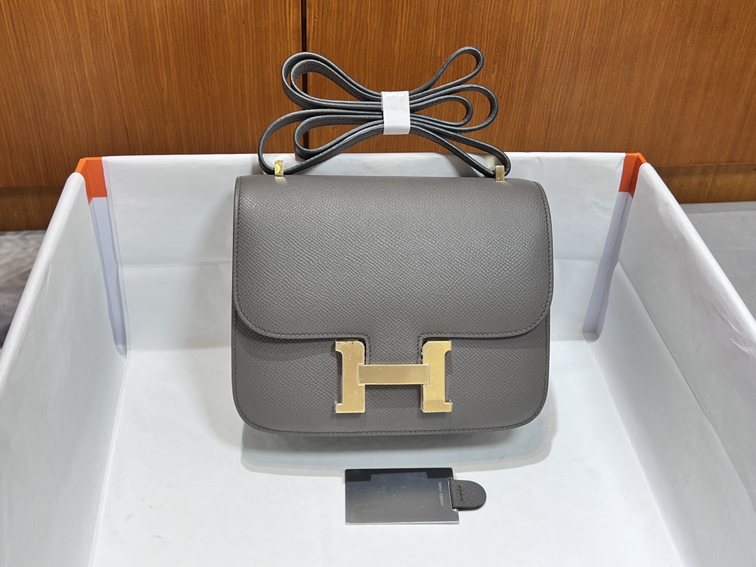 Hermès [23 new styles] Hermes/Hermes hand-stitched constance Kangkang 19 new models with mirror, epsom cowhide and lambskin lining, classic cute