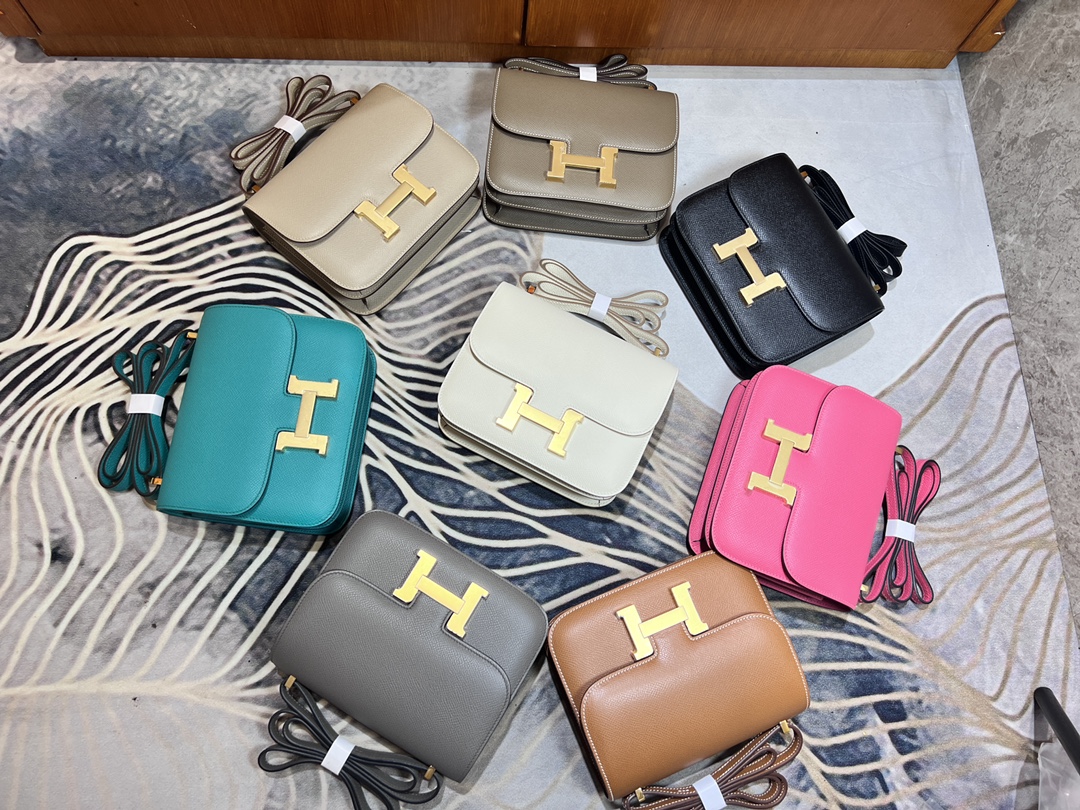 Hermès [23 new styles] Hermes/Hermes hand-stitched constance Kangkang 19 new models with mirror, epsom cowhide and lambskin lining, classic cute