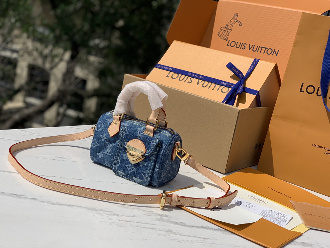 🌼 m82950尺寸：16 x 10 x7.5cm香港渠道订单！Lv24新款小牛仔Nano Speedy