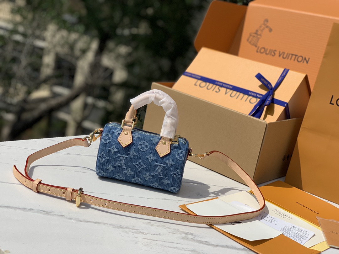 🌼 m82950尺寸：16 x 10 x7.5cm香港渠道订单！Lv24新款小牛仔Nano Speedy