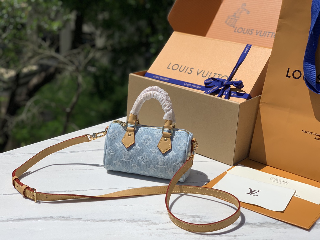 🌼 m11212尺寸：16×10×7.5cm香港渠道订单！24年限量版Nano Speedy牛仔枕头包，