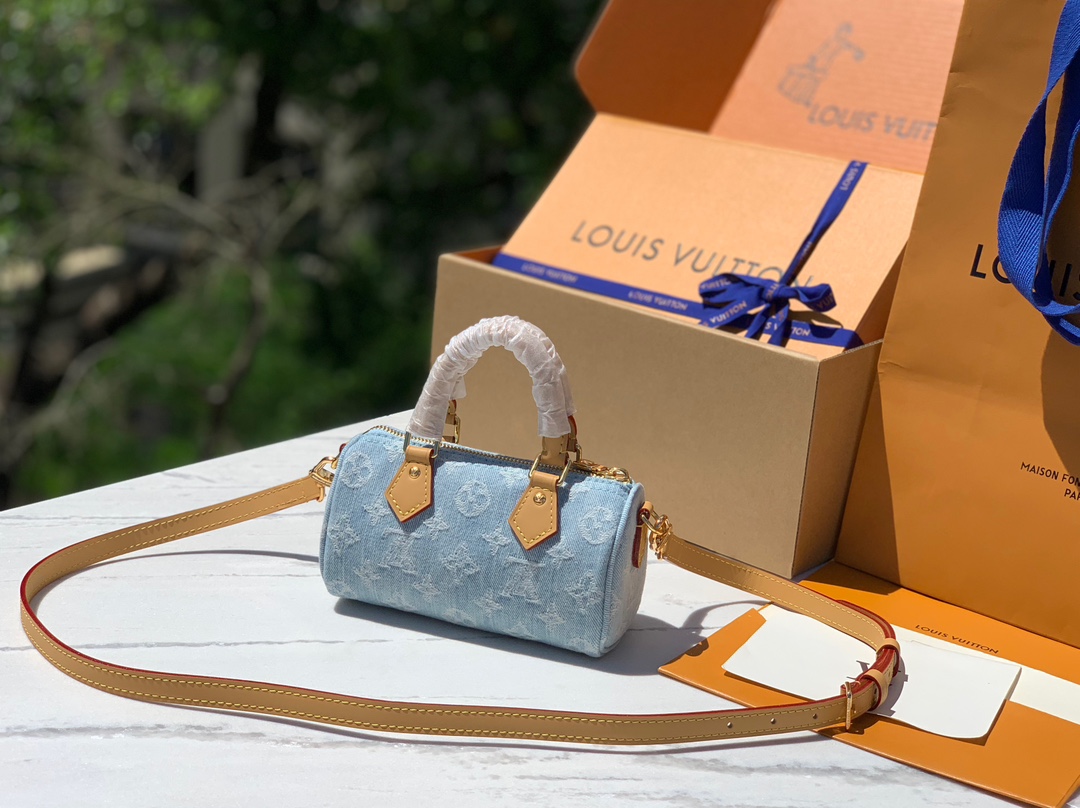 🌼 m11212尺寸：16×10×7.5cm香港渠道订单！24年限量版Nano Speedy牛仔枕头包，