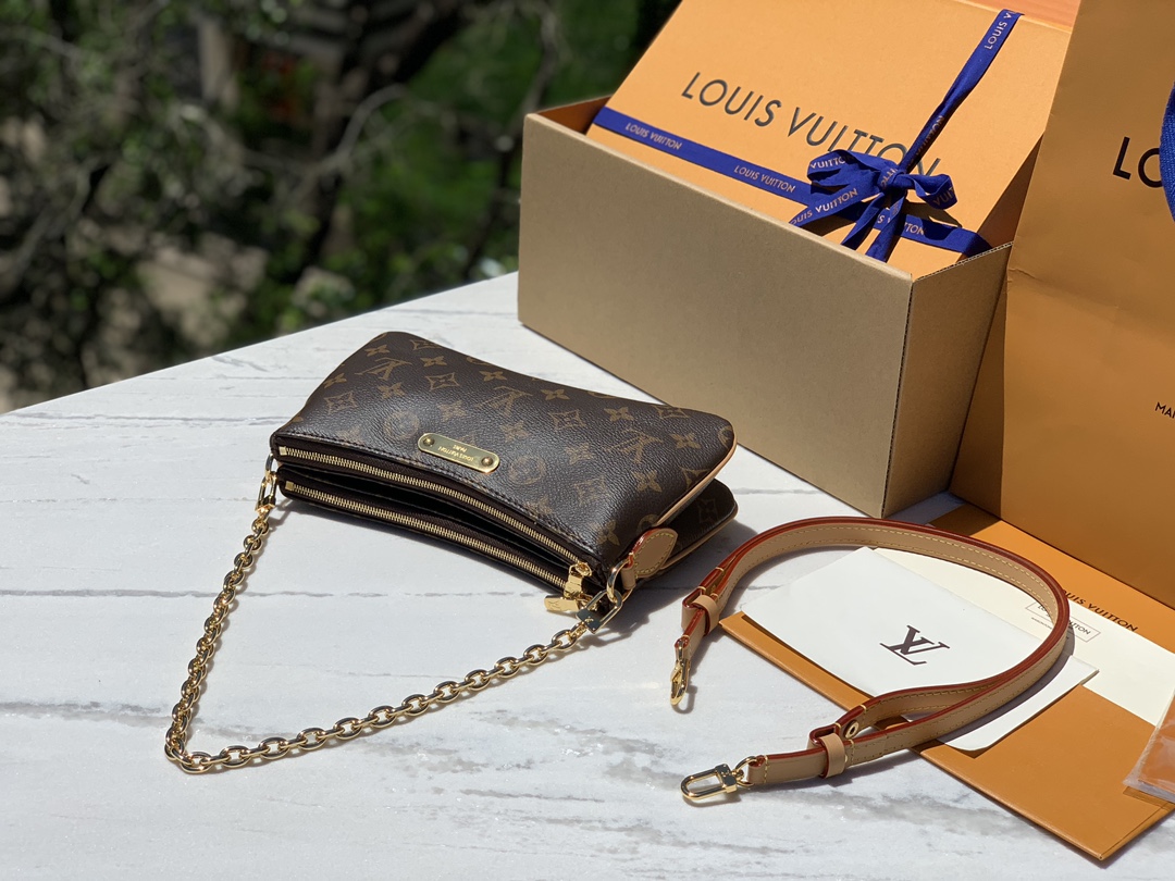 🌼 m83008尺寸：24.5 × 13 × 6.5cmLV新款老花Liv Pochette双拉链腋下包