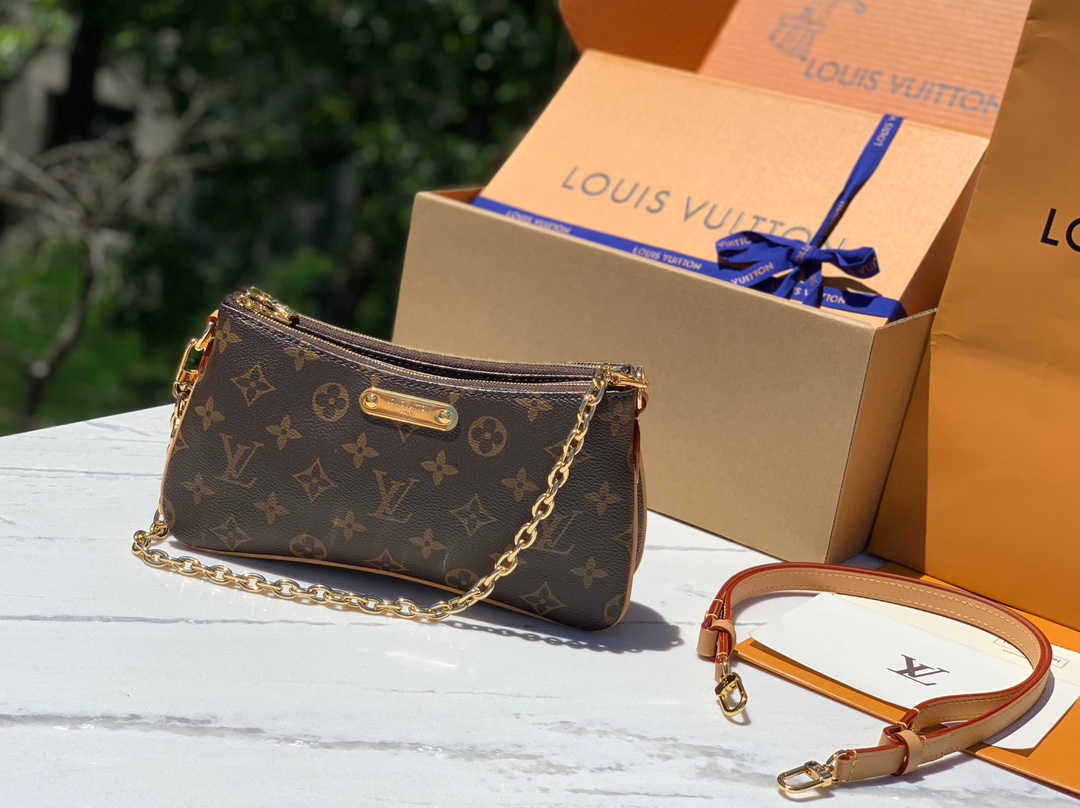 🌼 m83008尺寸：24.5 × 13 × 6.5cmLV新款老花Liv Pochette双拉链腋下包