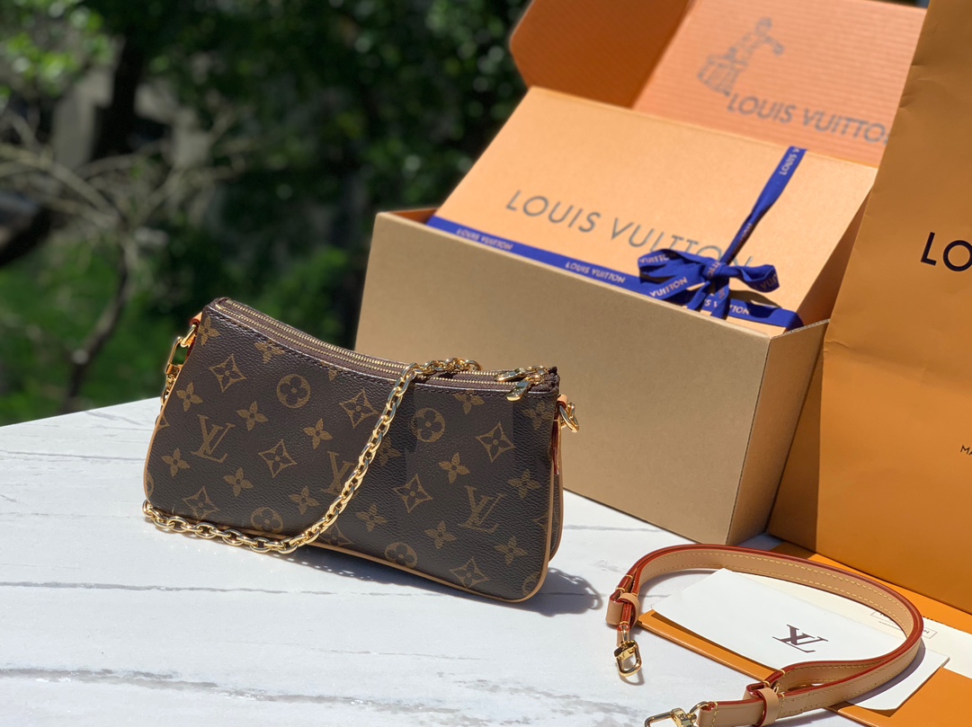 🌼 m83008尺寸：24.5 × 13 × 6.5cmLV新款老花Liv Pochette双拉链腋下包