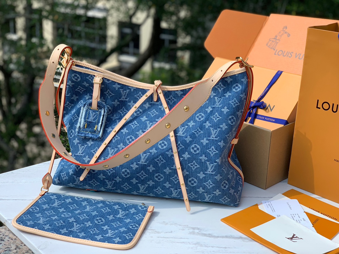 🌼m46855尺寸：39×35×15cmLv丹宁牛仔carryall托特包，香港渠道出货！俗话说的好，一