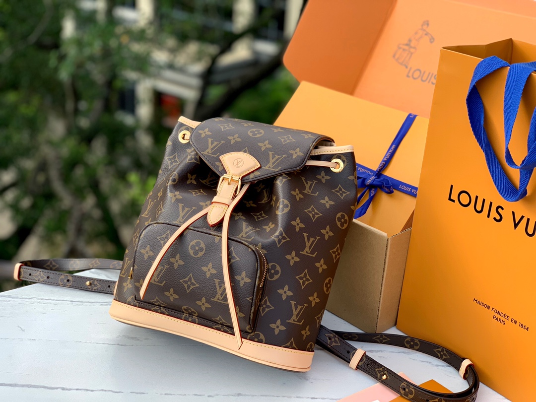 🌼m11198尺寸:28x30x18cmLV Montsouris小号双肩包，【动态芯片版】香港渠道出货