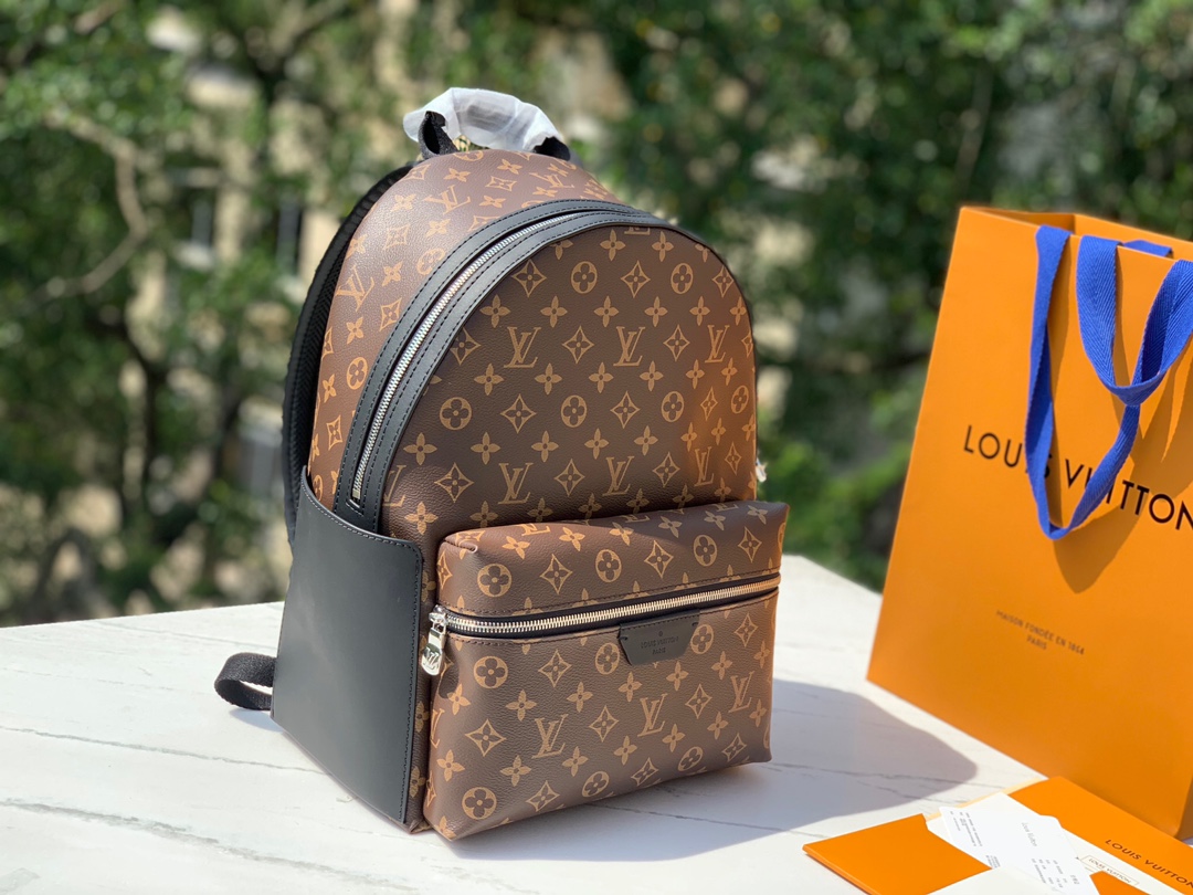 非市场普通货 进口皮料半钢五金m46684尺寸：29x38x20cmLV Discovery 小号老花双