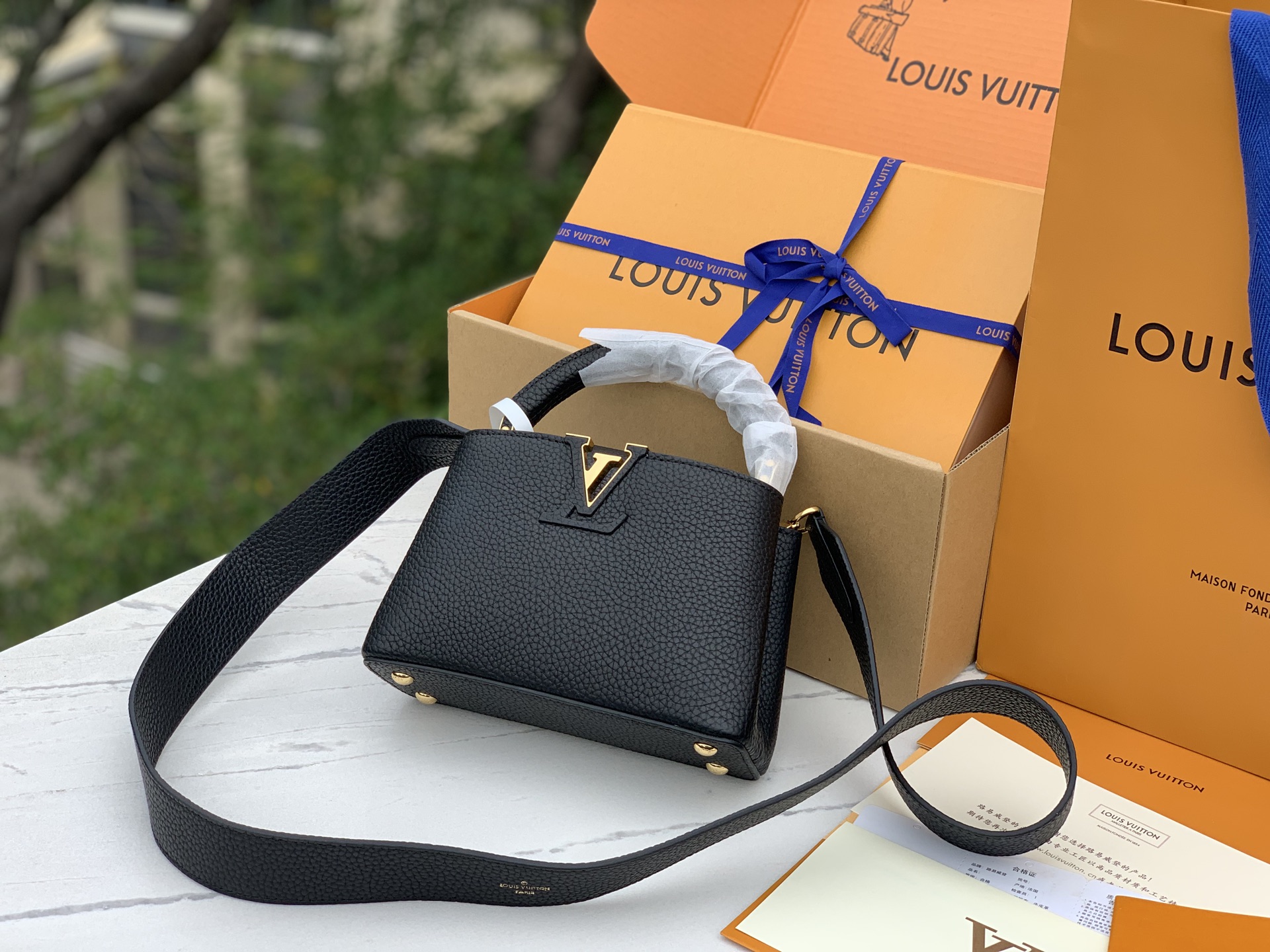 非市场普通货 进口皮料半钢五金 m24729mini尺寸：21×14×8cmLV capucines 公