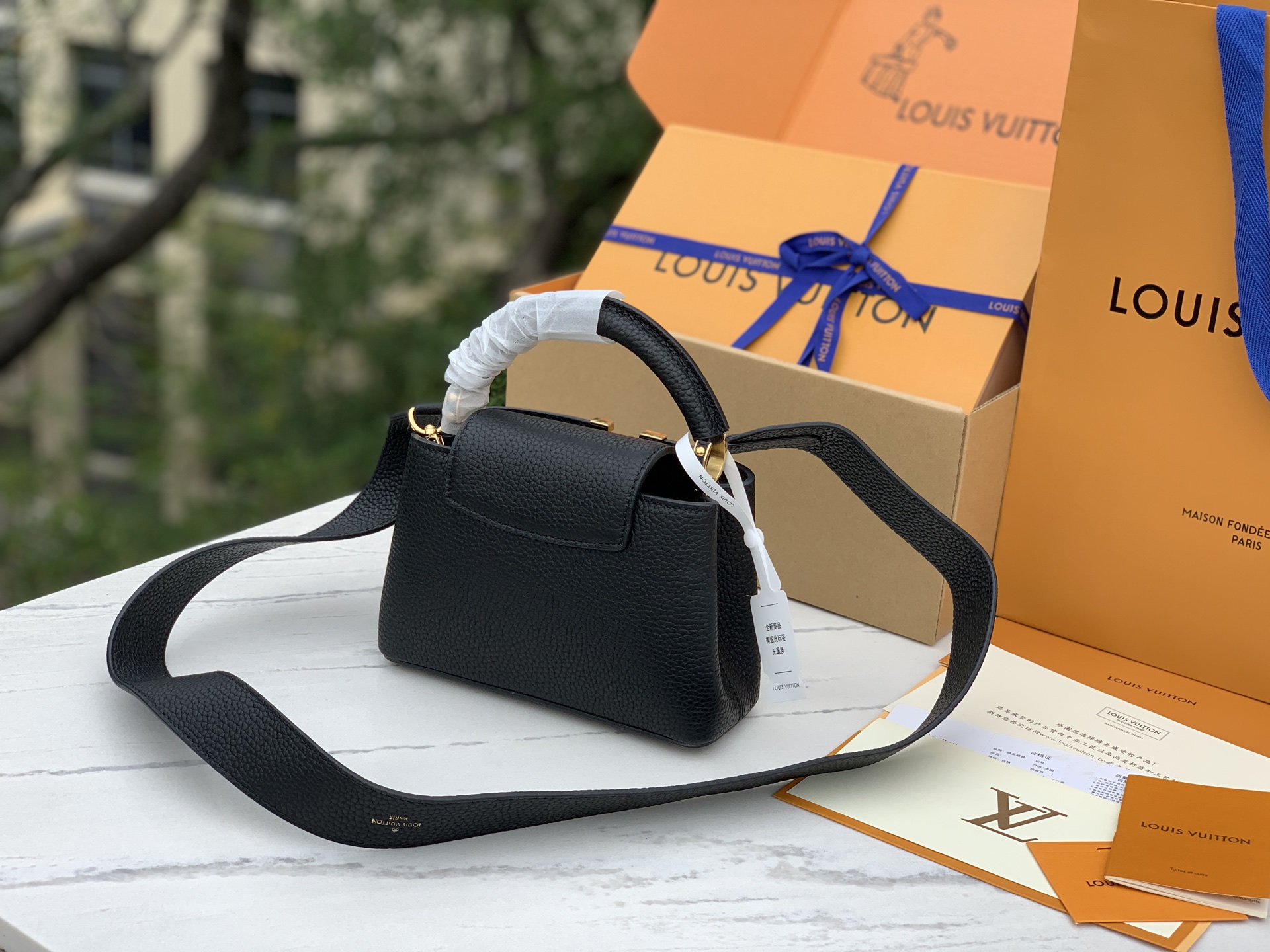 非市场普通货 进口皮料半钢五金 m24729mini尺寸：21×14×8cmLV capucines 公