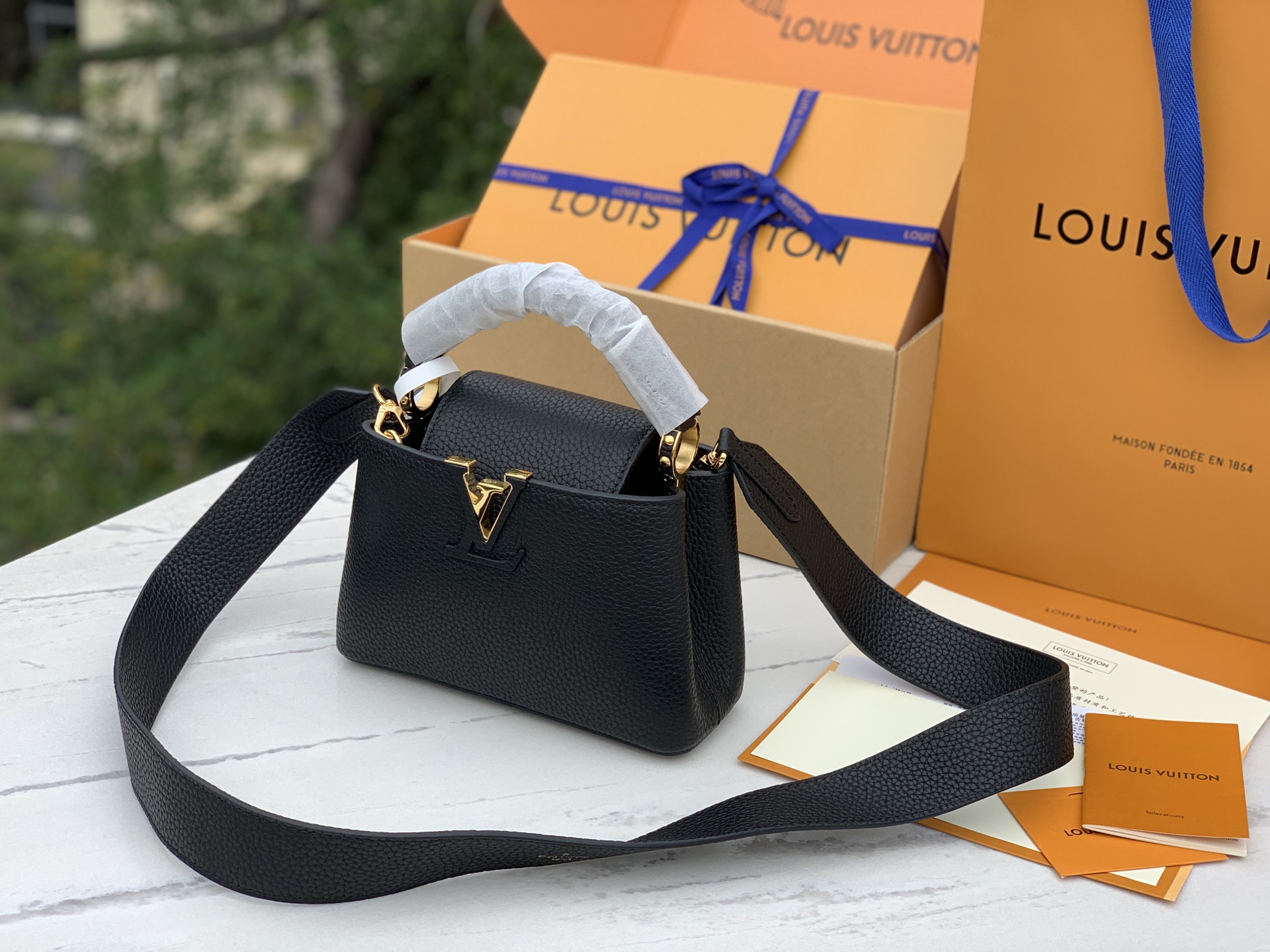 非市场普通货 进口皮料半钢五金 m24729mini尺寸：21×14×8cmLV capucines 公