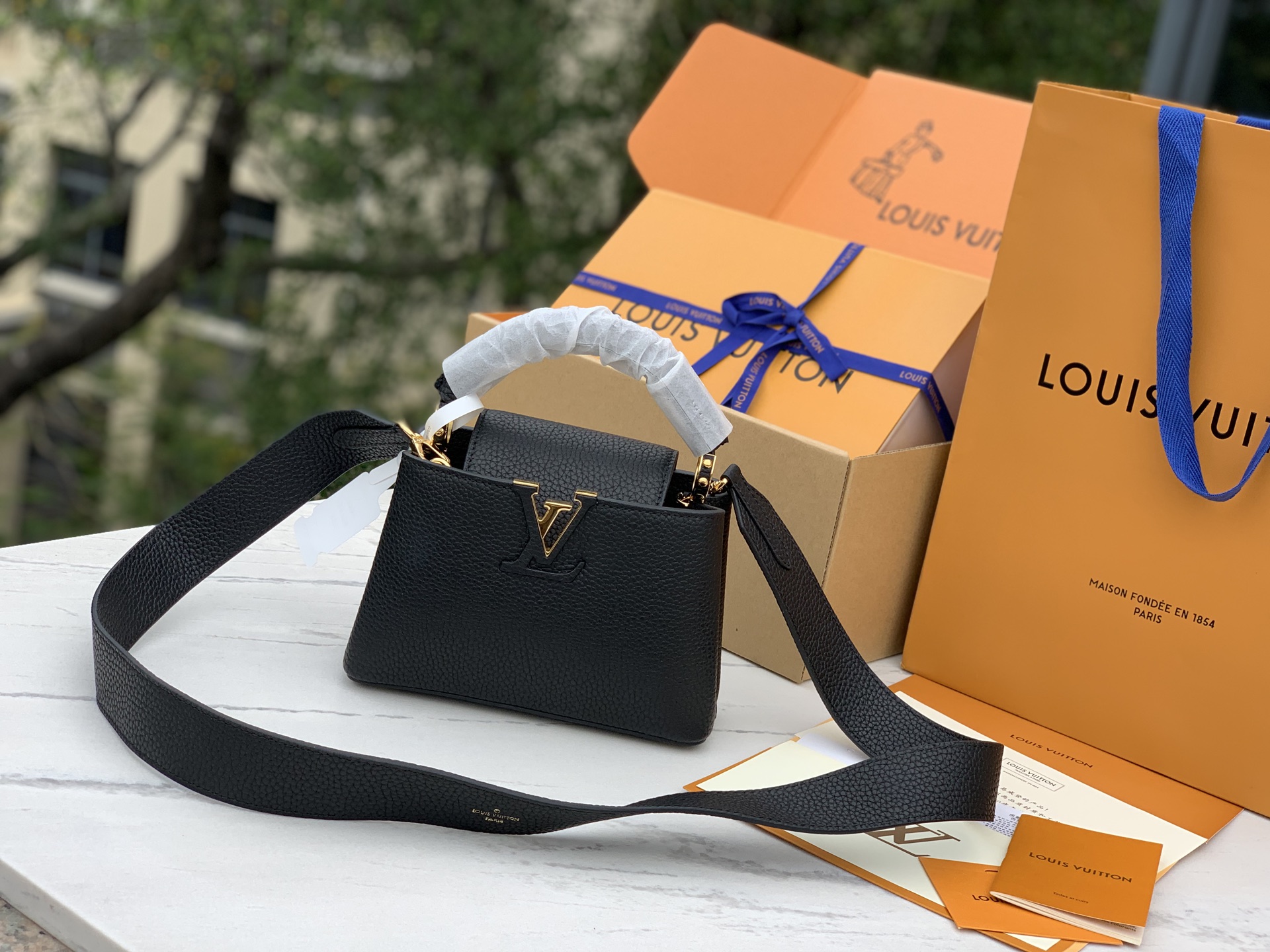 非市场普通货 进口皮料半钢五金 m24729mini尺寸：21×14×8cmLV capucines 公